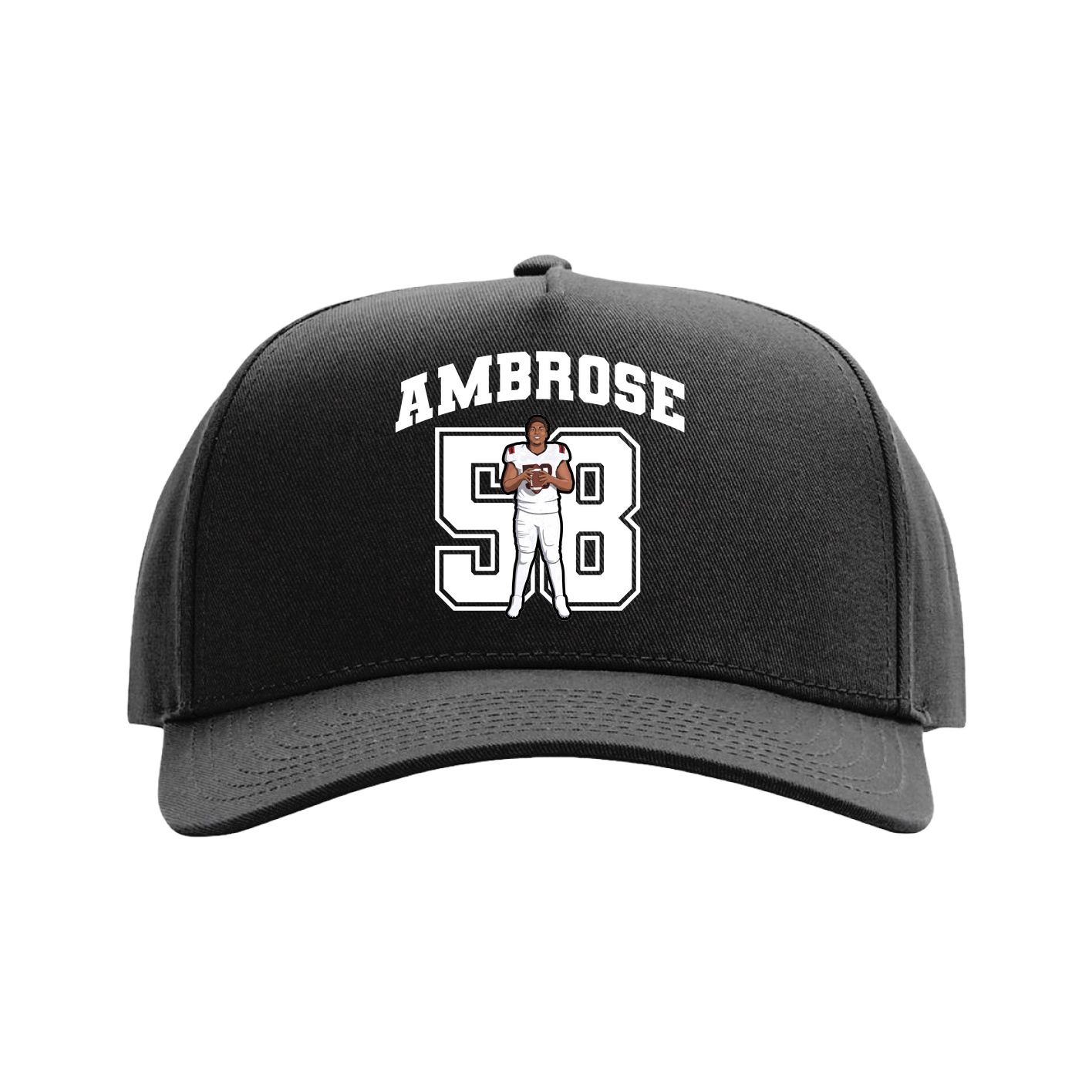 Full Fabric Five-Panel Champ Cap — Number in Black