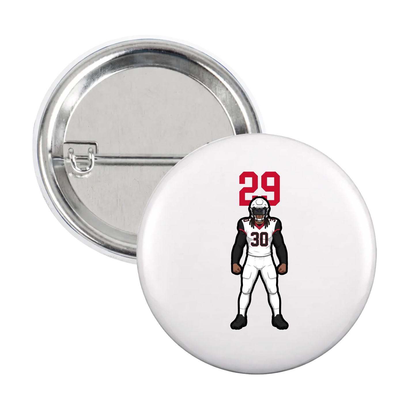 Game Day Button — Number Top in White