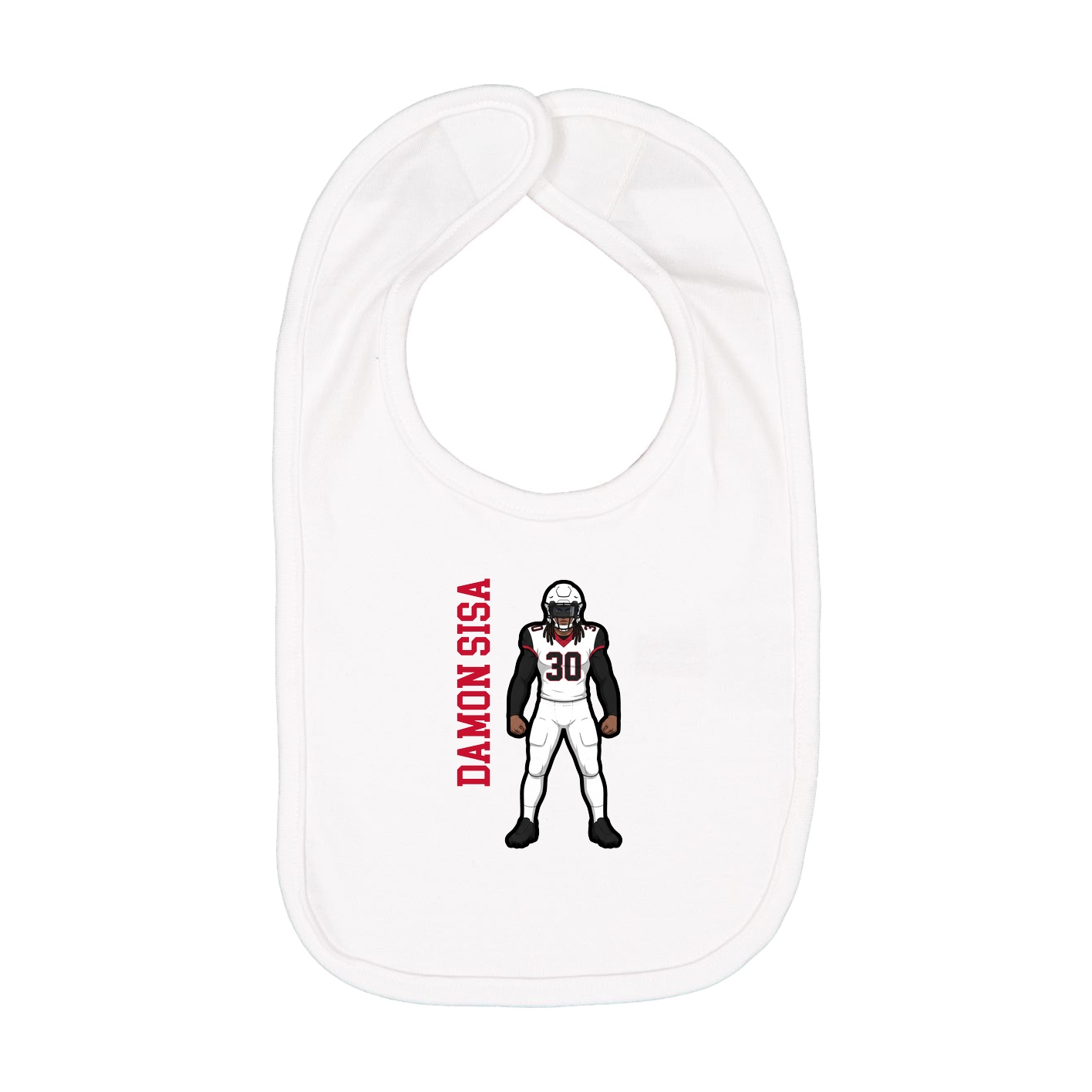 Infant Bib — Name Vertical in White