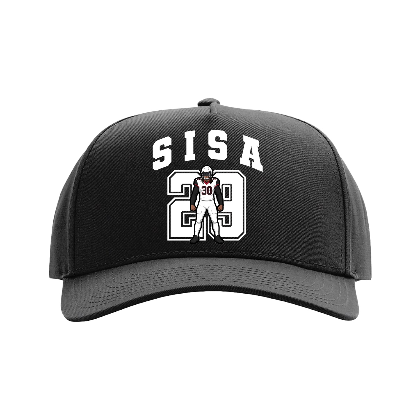 Full Fabric Five-Panel Champ Cap — Number in Black