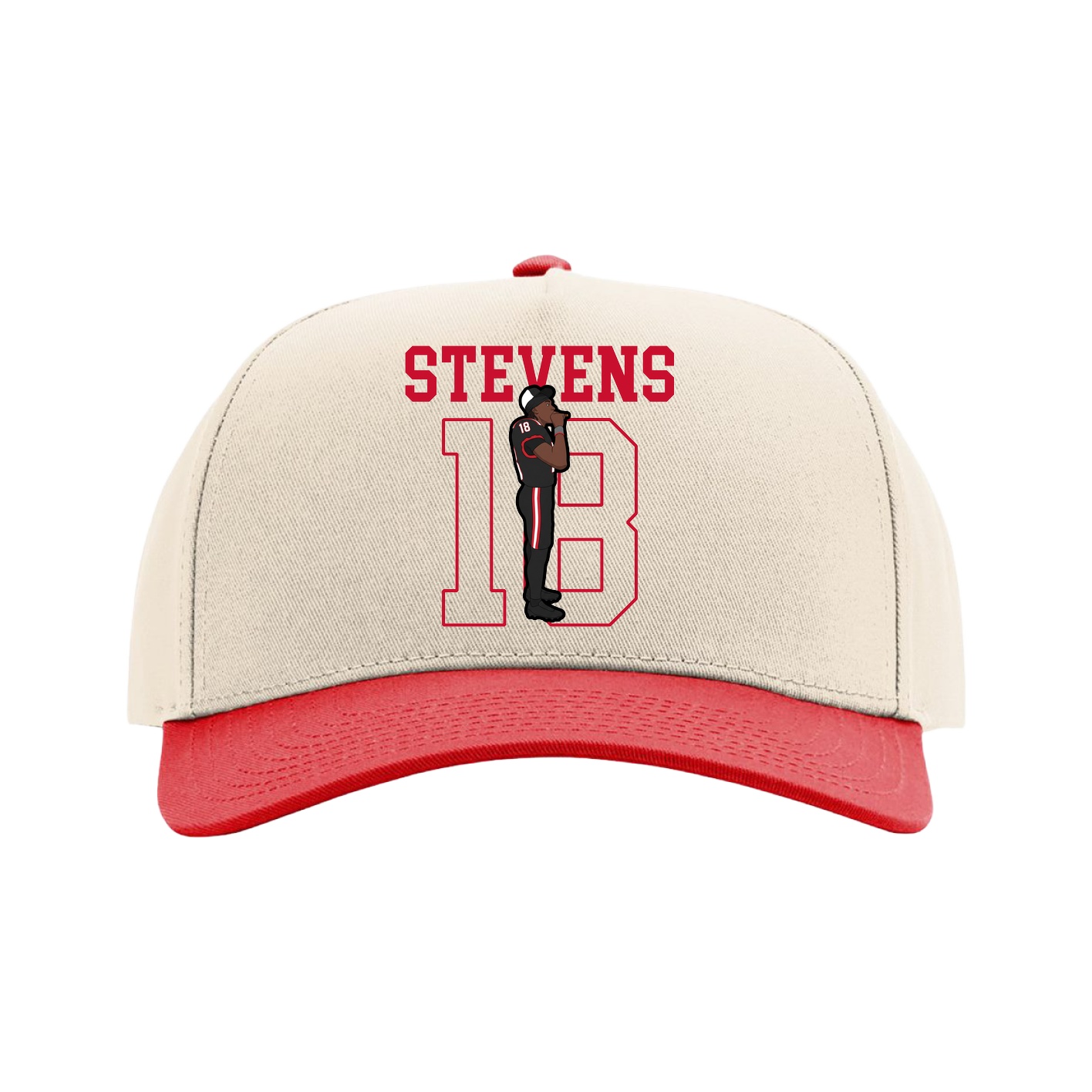 Full Fabric Five-Panel Champ Cap — Shirsey in Cream/Red