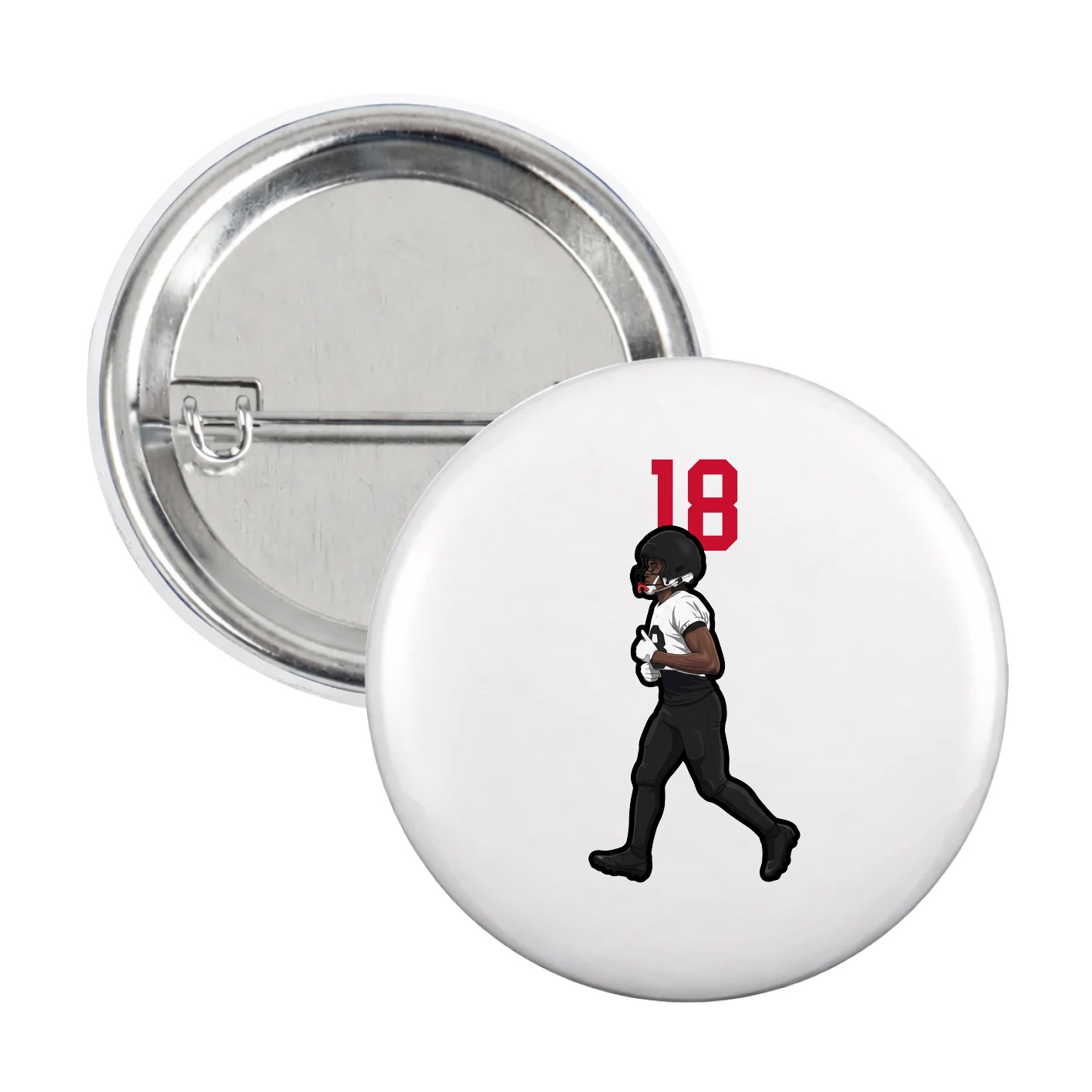 Game Day Button — Number Top in White