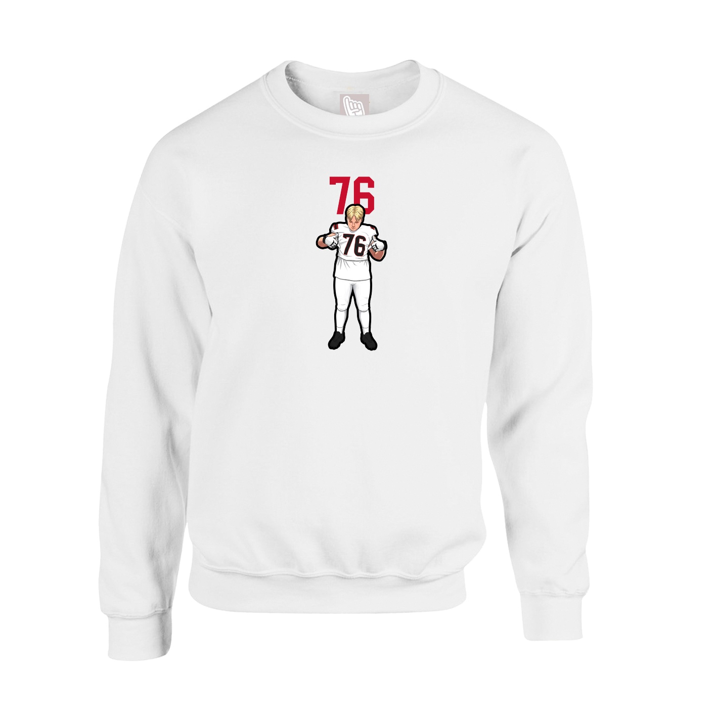 Fleece Crew — Number Top in White