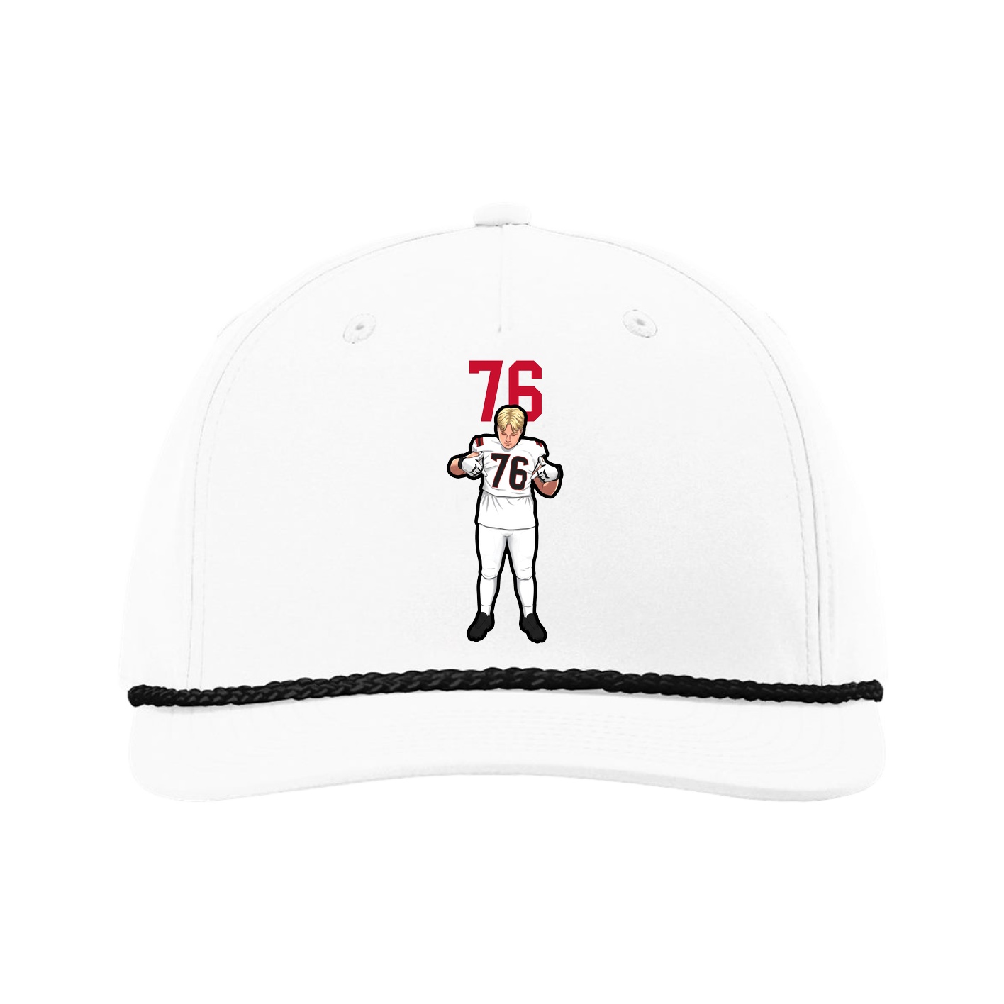 Five-Panel Classic Rope Cap — Number Top in White