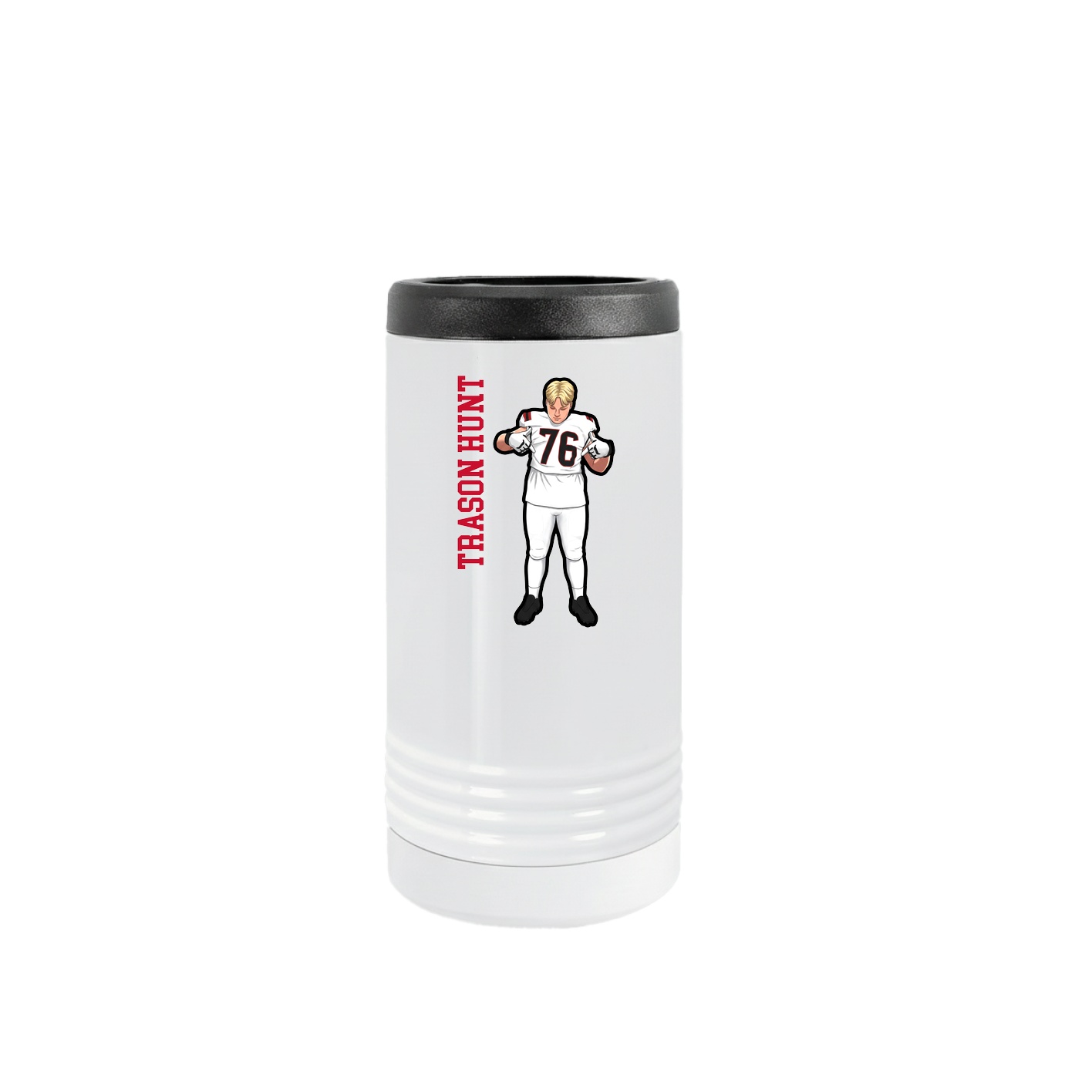 Slim Beverage Holder — Name Vertical in White
