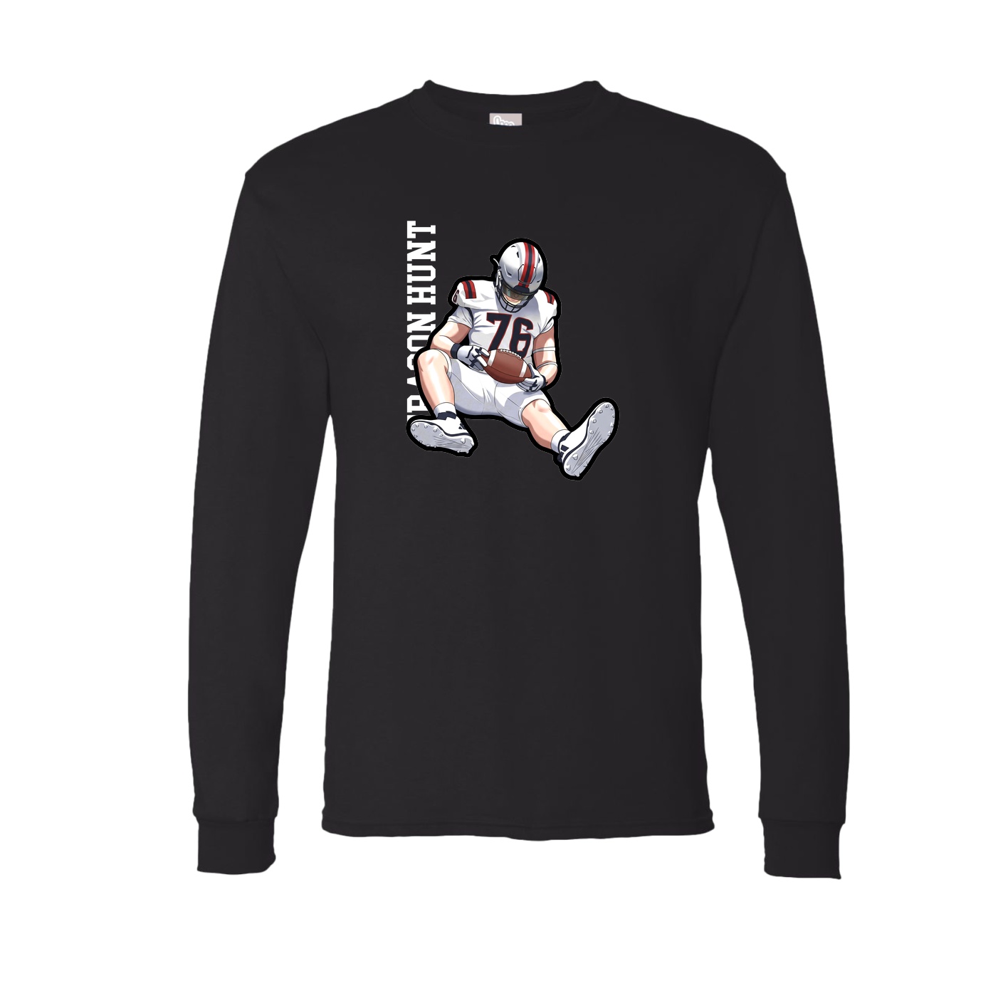 Long Sleeve Tee — Name Vertical in Black