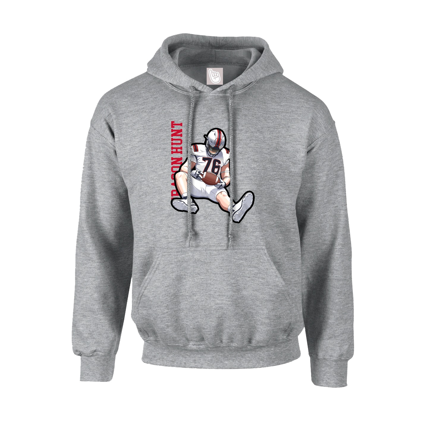 Hoodie — Name Vertical in Grey