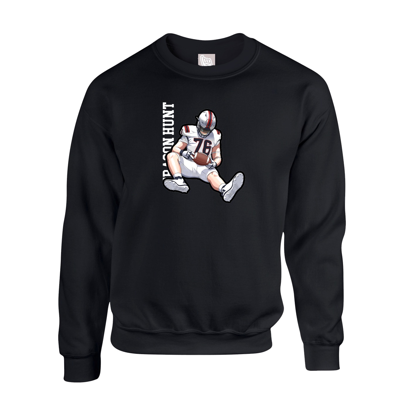 Fleece Crew — Name Vertical in Black
