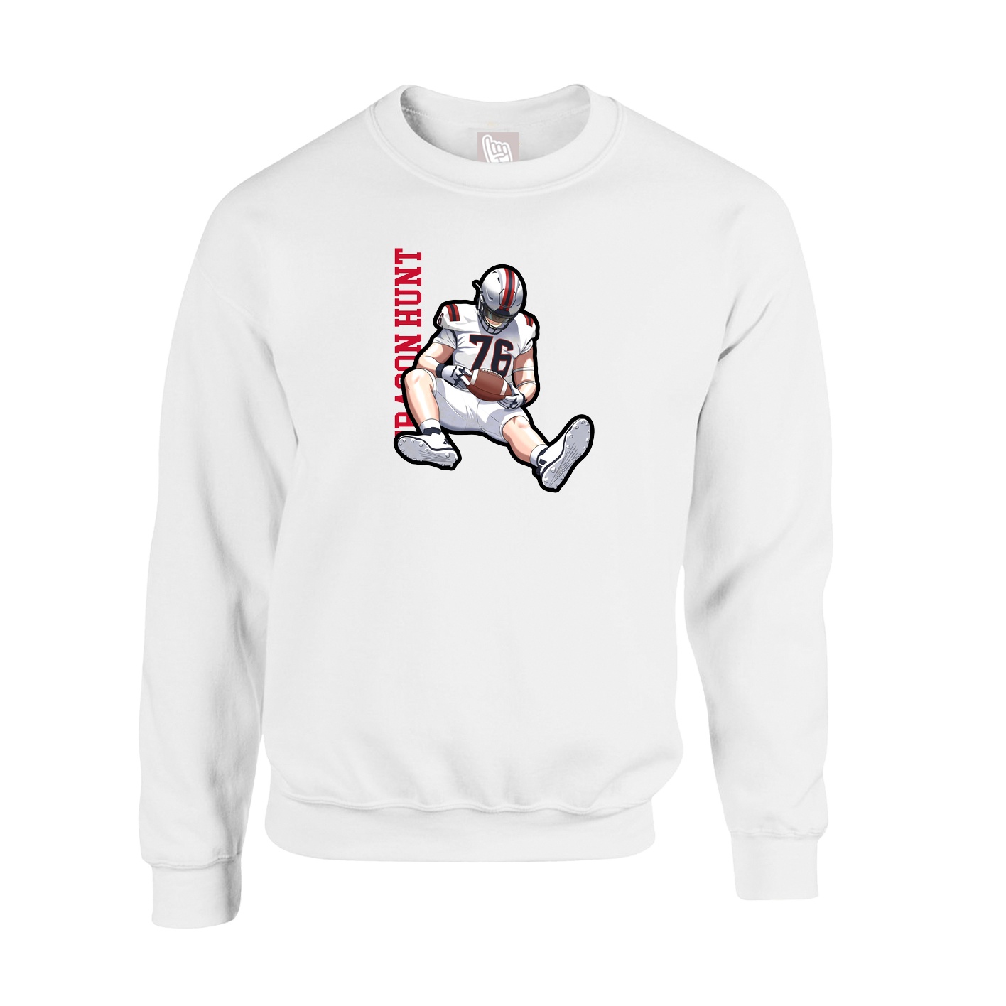 Fleece Crew — Name Vertical in White