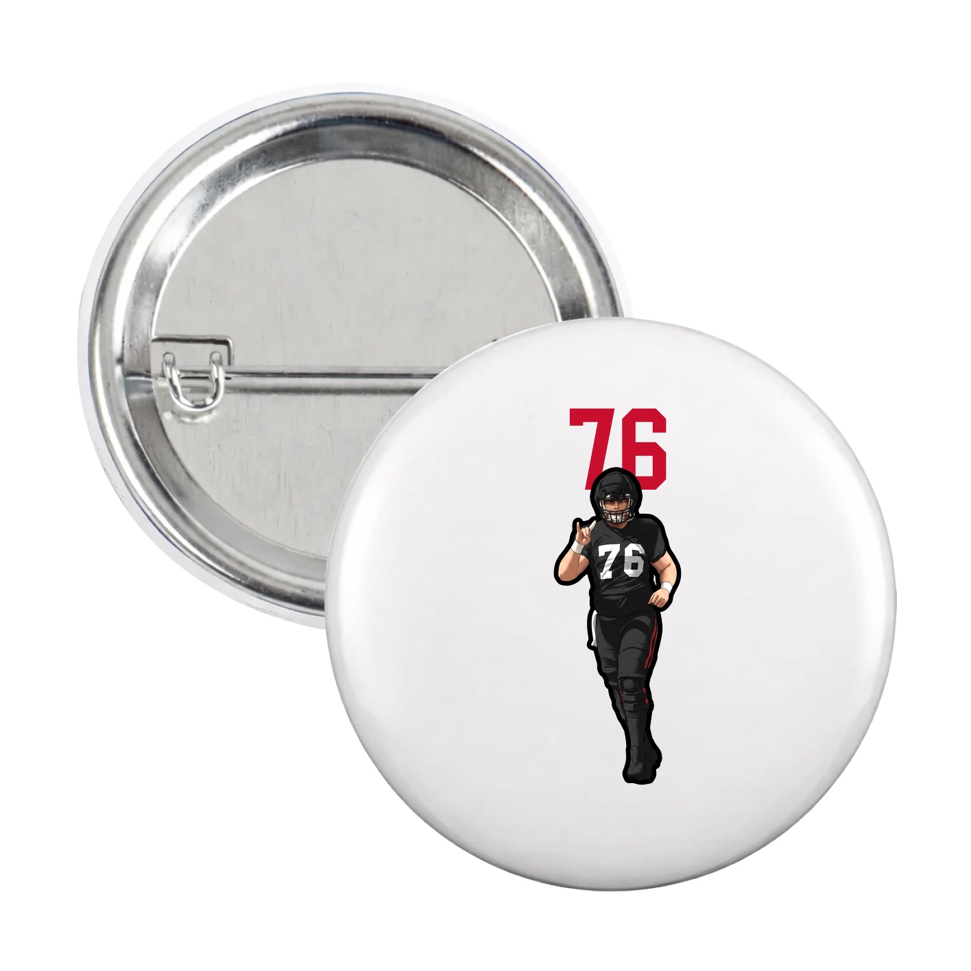 Game Day Button — Number Top in White
