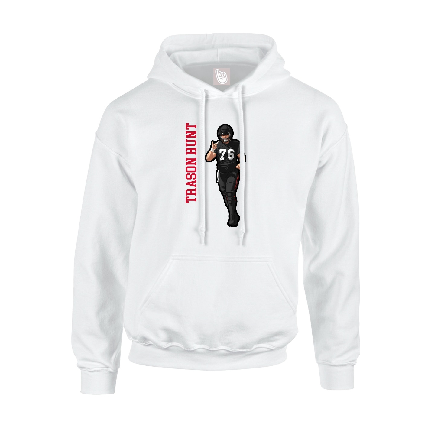 Youth Hoodie — Name Vertical in White