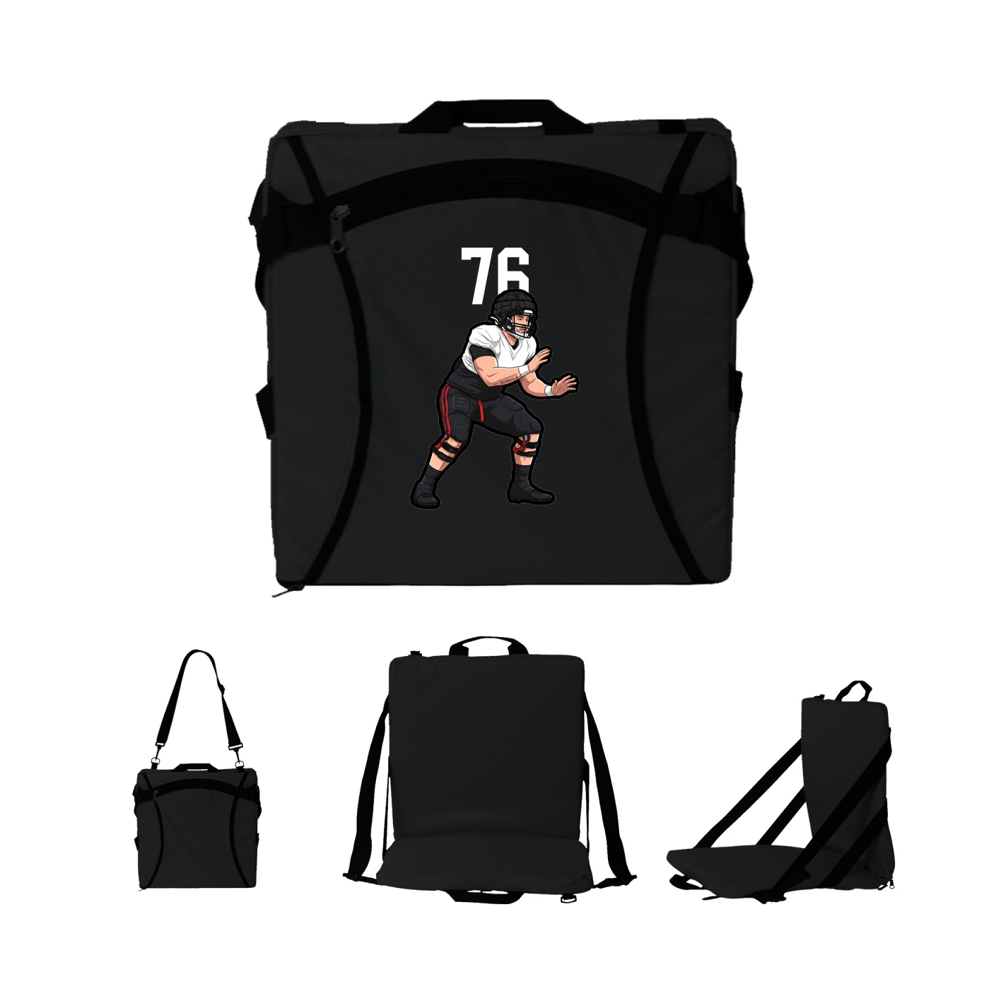 Folding Stadium Seat — Number Top in Black