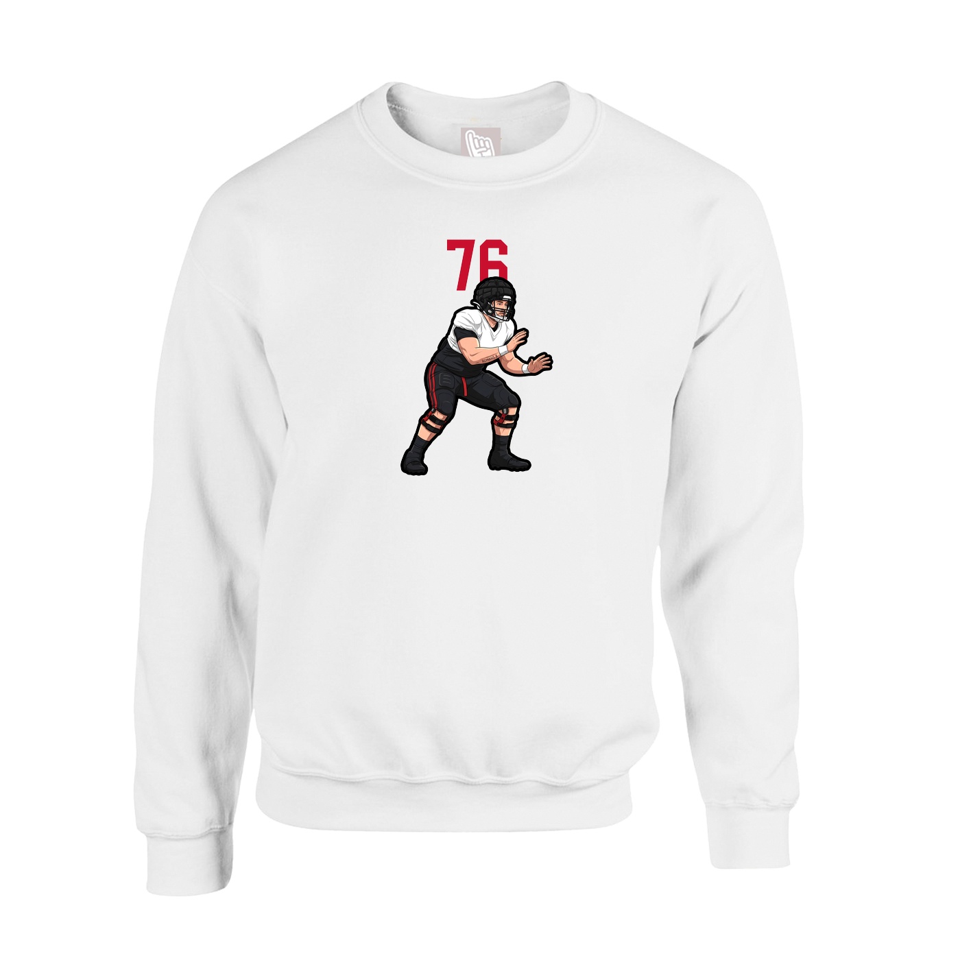 Fleece Crew — Number Top in White