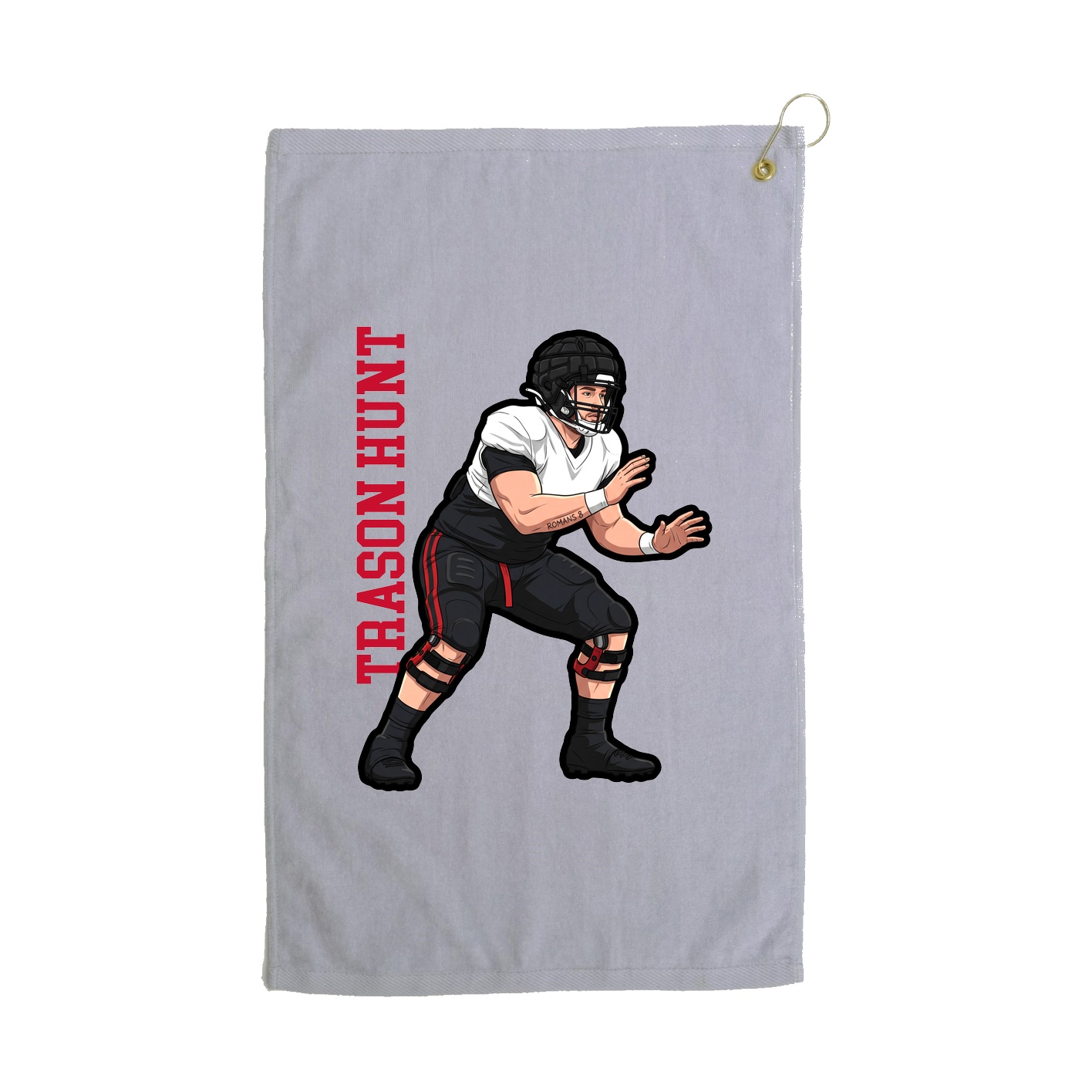 Golf Towel — Name Vertical in Grey
