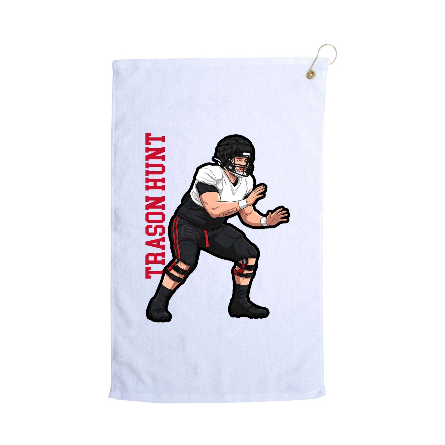 Golf Towel — Name Vertical in White