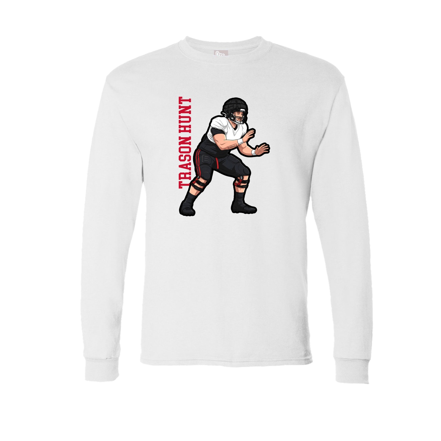 Long Sleeve Tee — Name Vertical in White