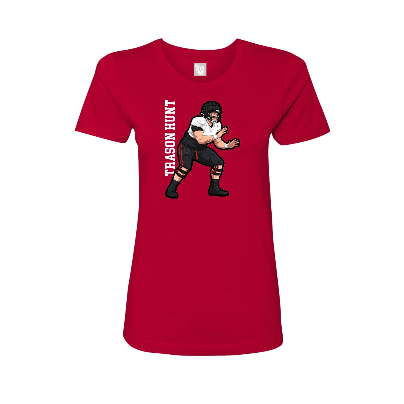 Fitted Women's Tee — Name Vertical in Red