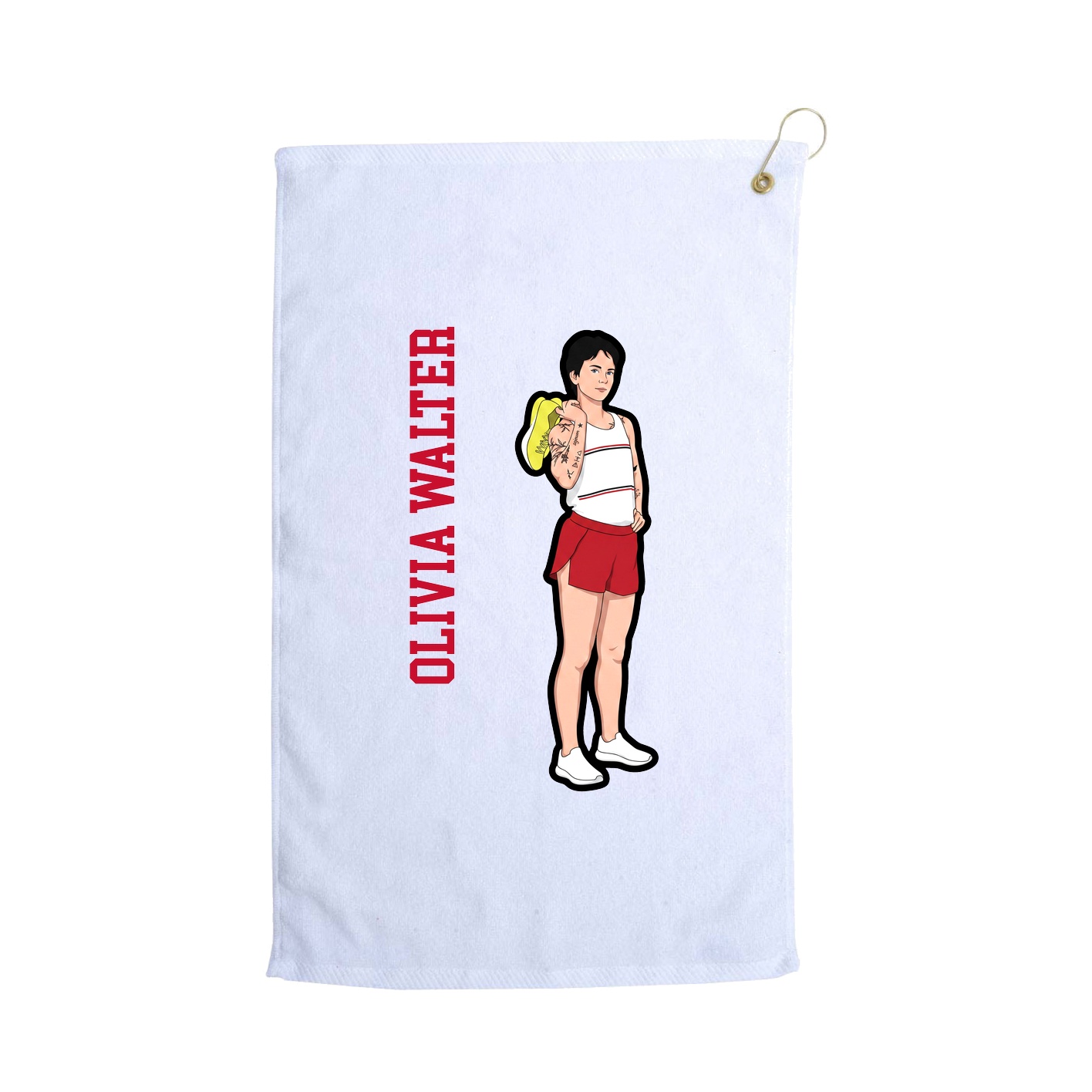 Golf Towel — Name Vertical in White
