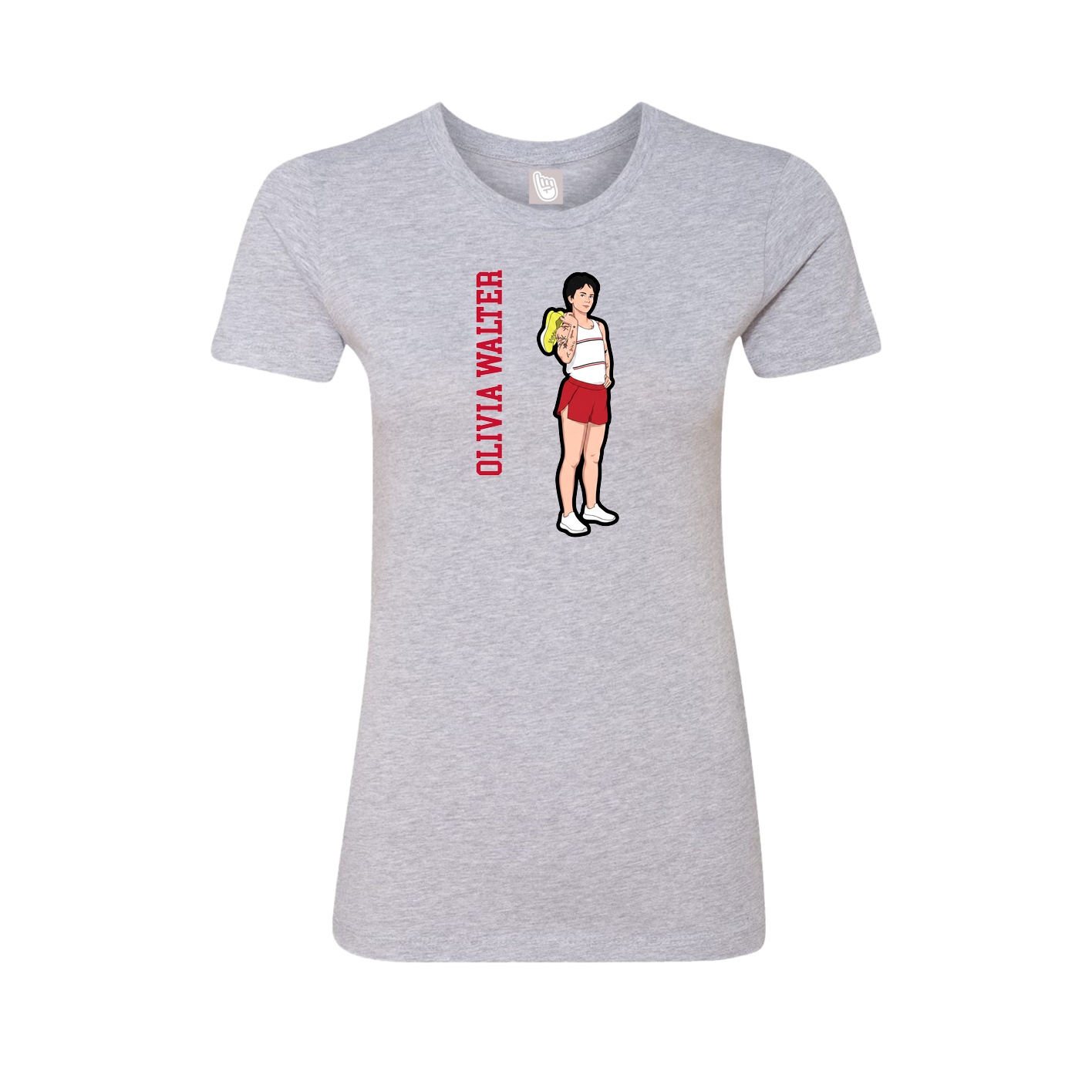 Fitted Women's Tee — Name Vertical in Grey
