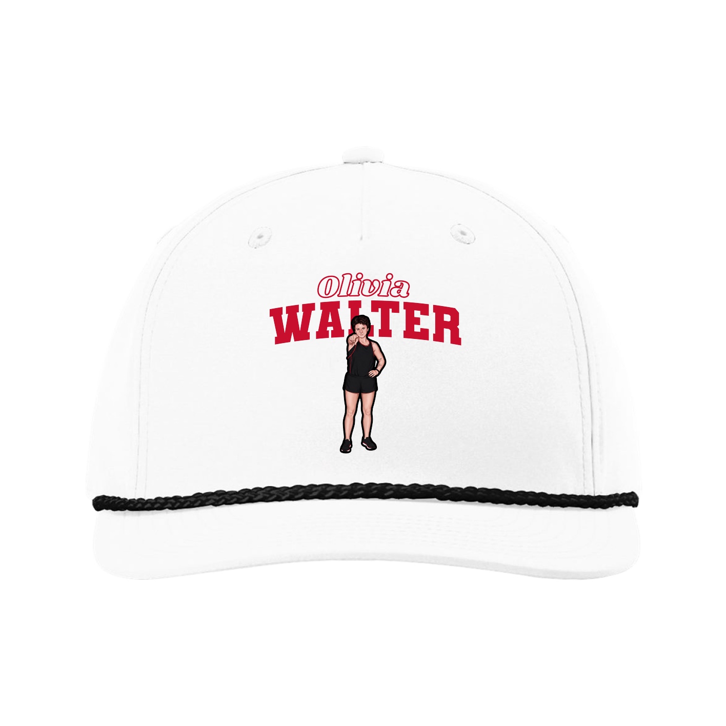 Five-Panel Classic Rope Cap — Name Arch in White
