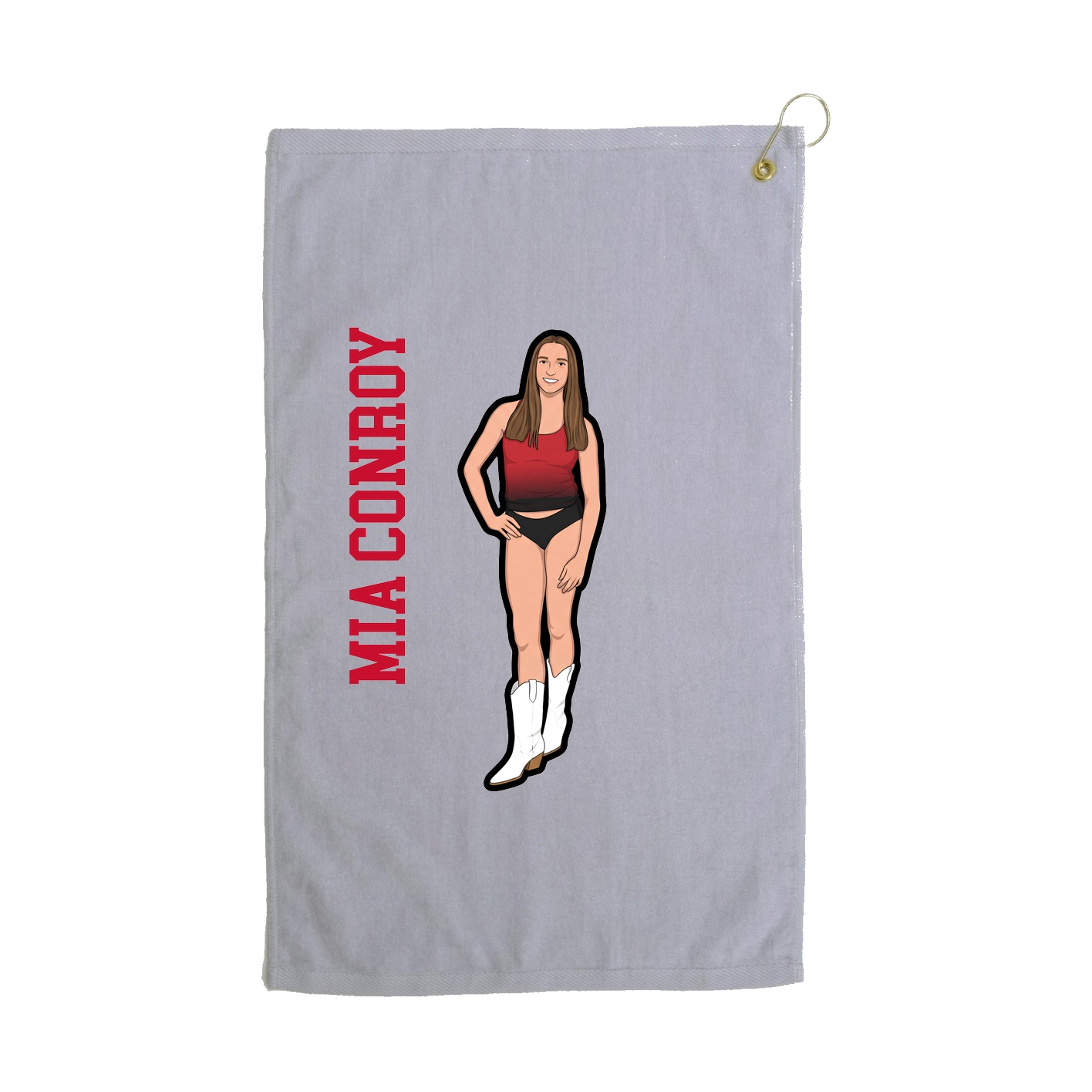 Golf Towel — Name Vertical in Grey