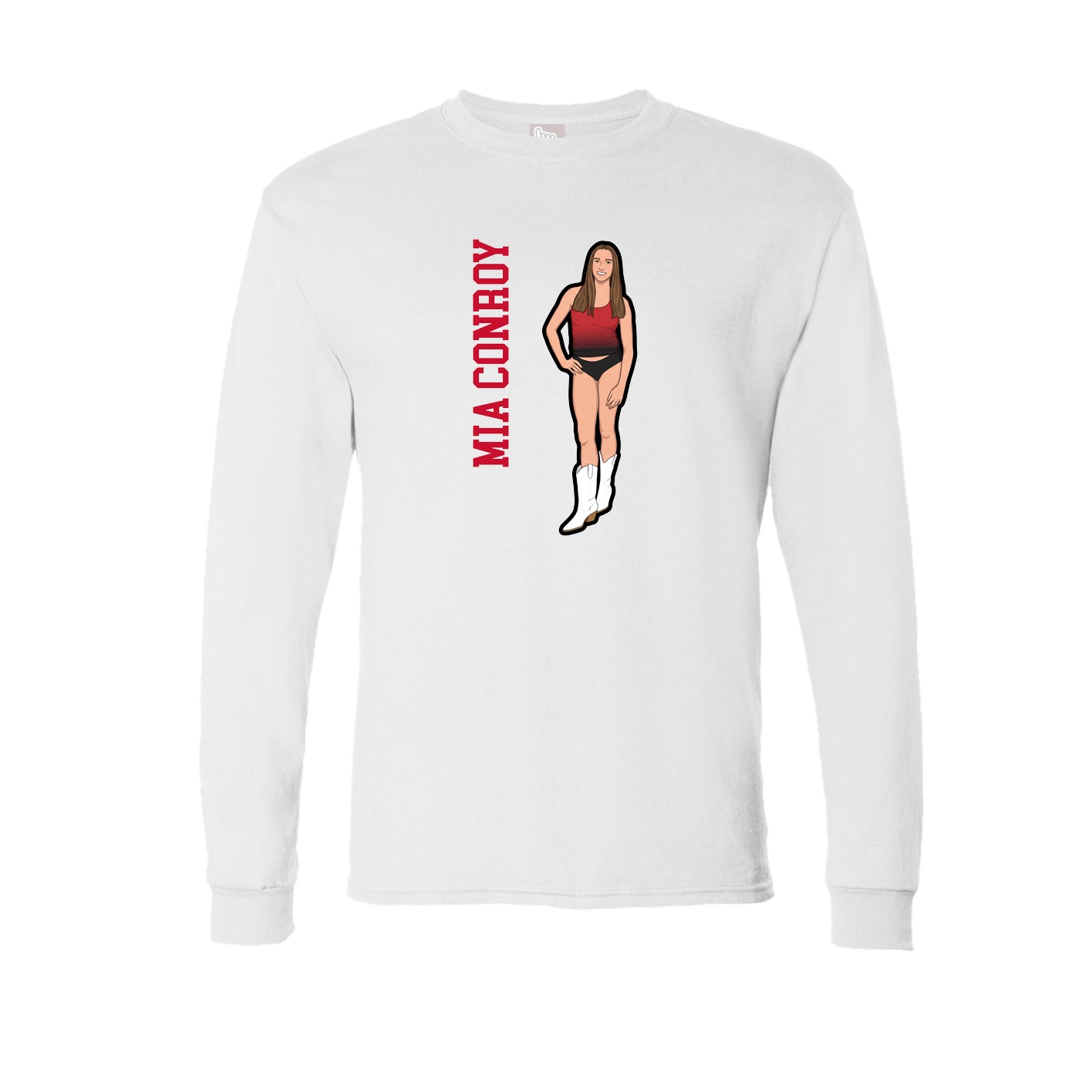 Long Sleeve Tee — Name Vertical in White