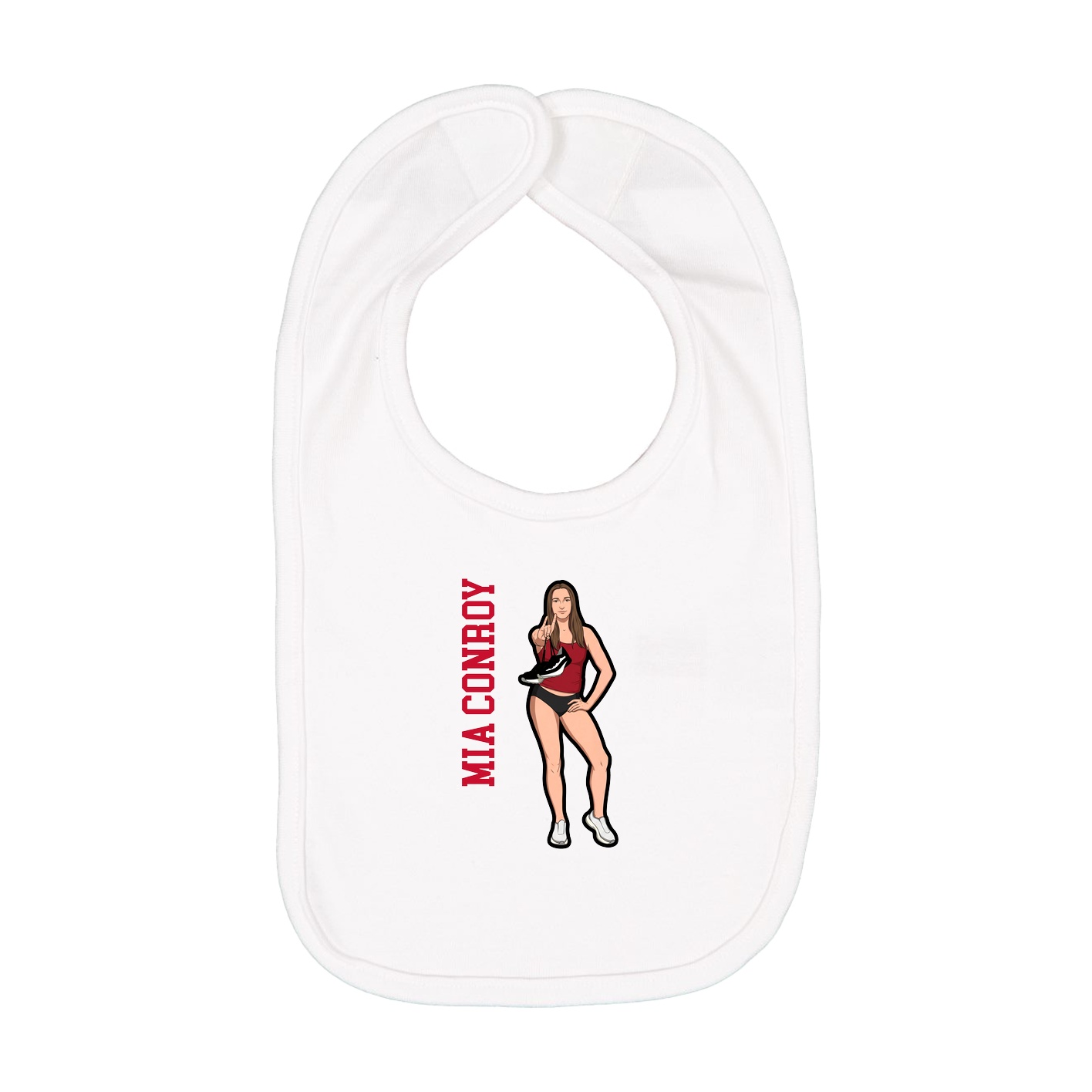 Infant Bib — Name Vertical in White