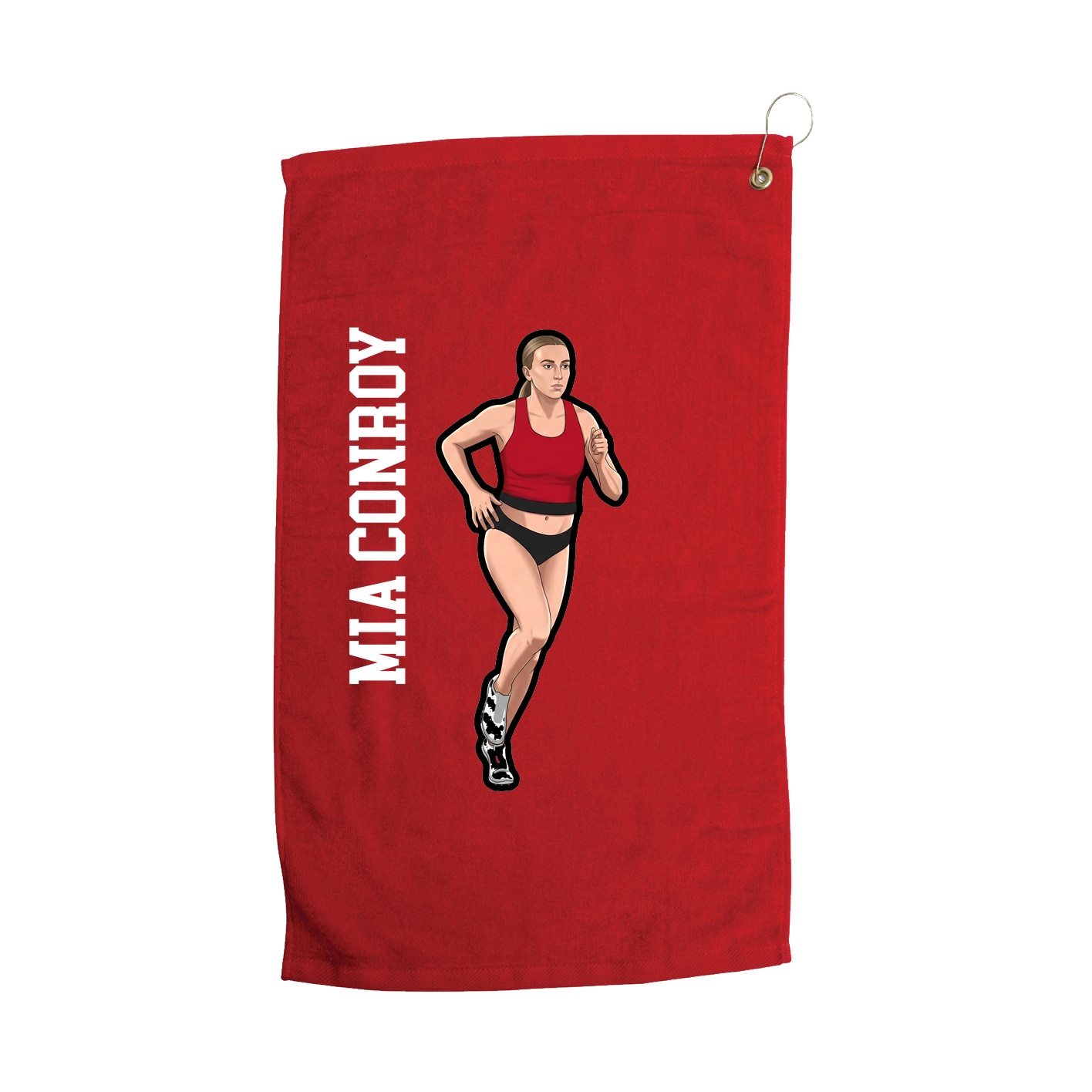 Golf Towel — Name Vertical in Red