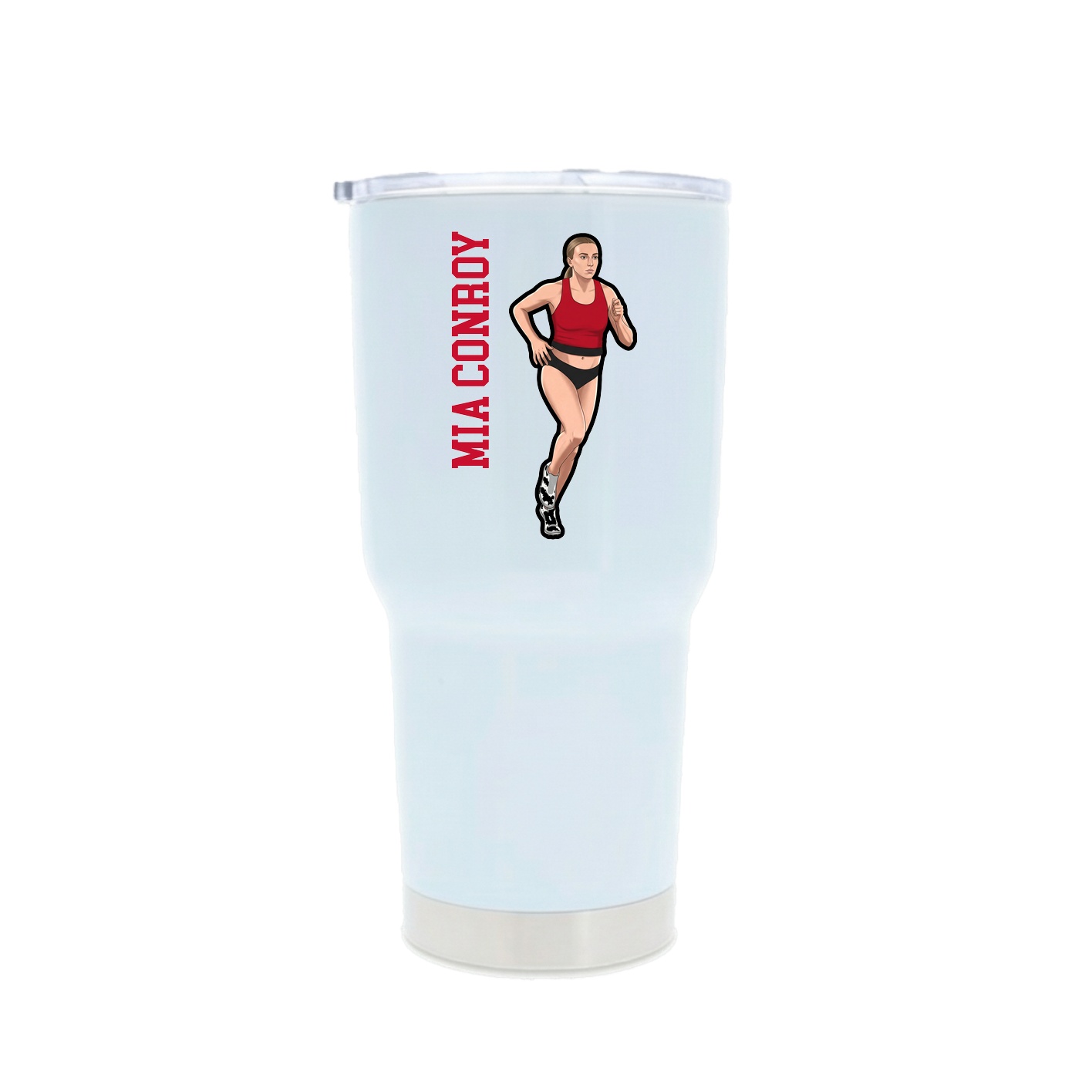 30oz Stainless Steel Tumbler — Name Vertical in White