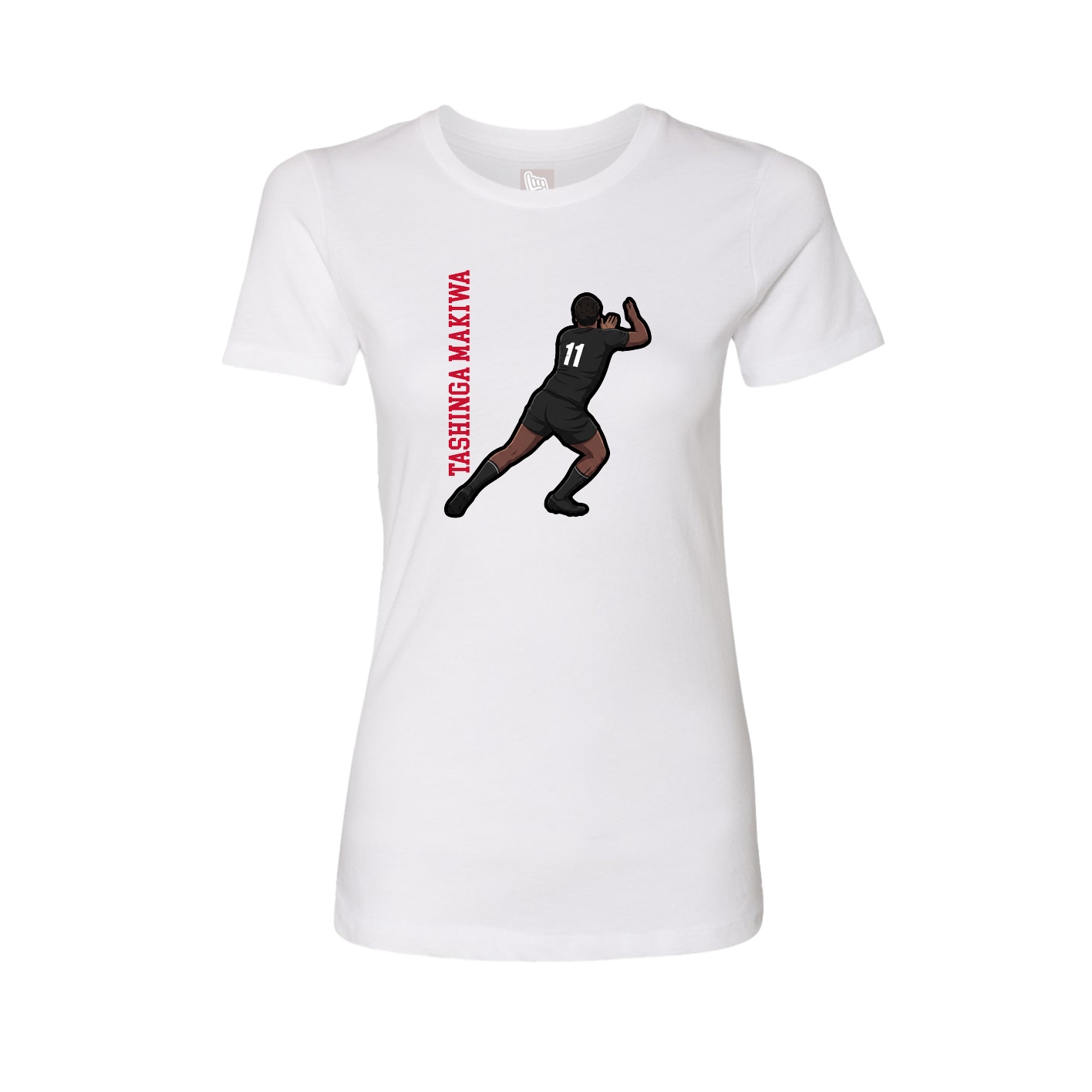 Womens Tee — Name Vertical in White