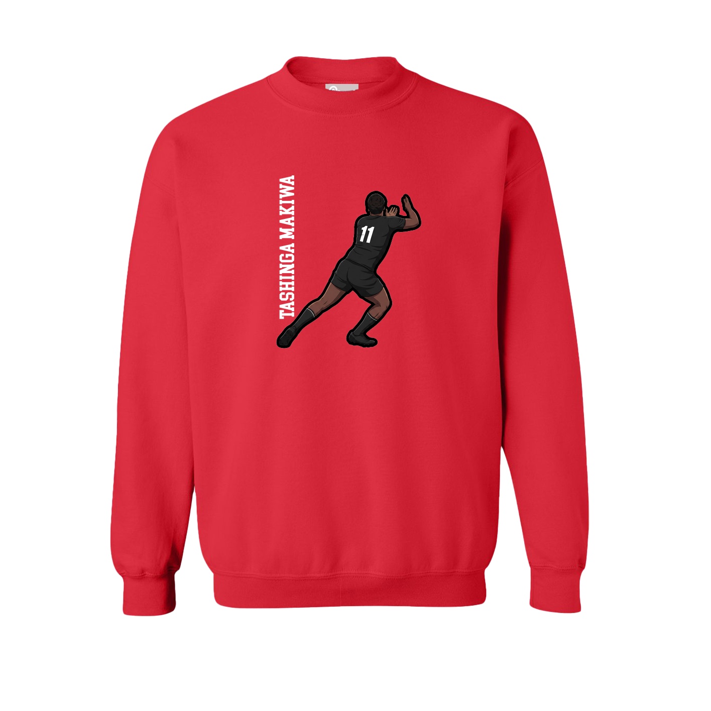 Fleece Crew — Name Vertical in Red