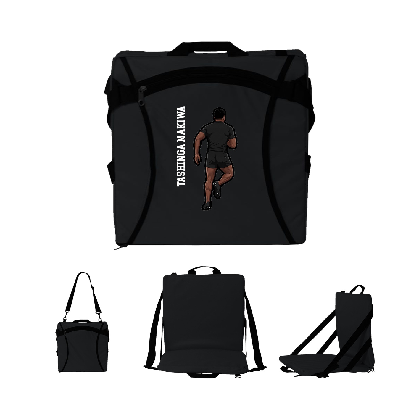 Folding Stadium Seat — Name Vertical in Black