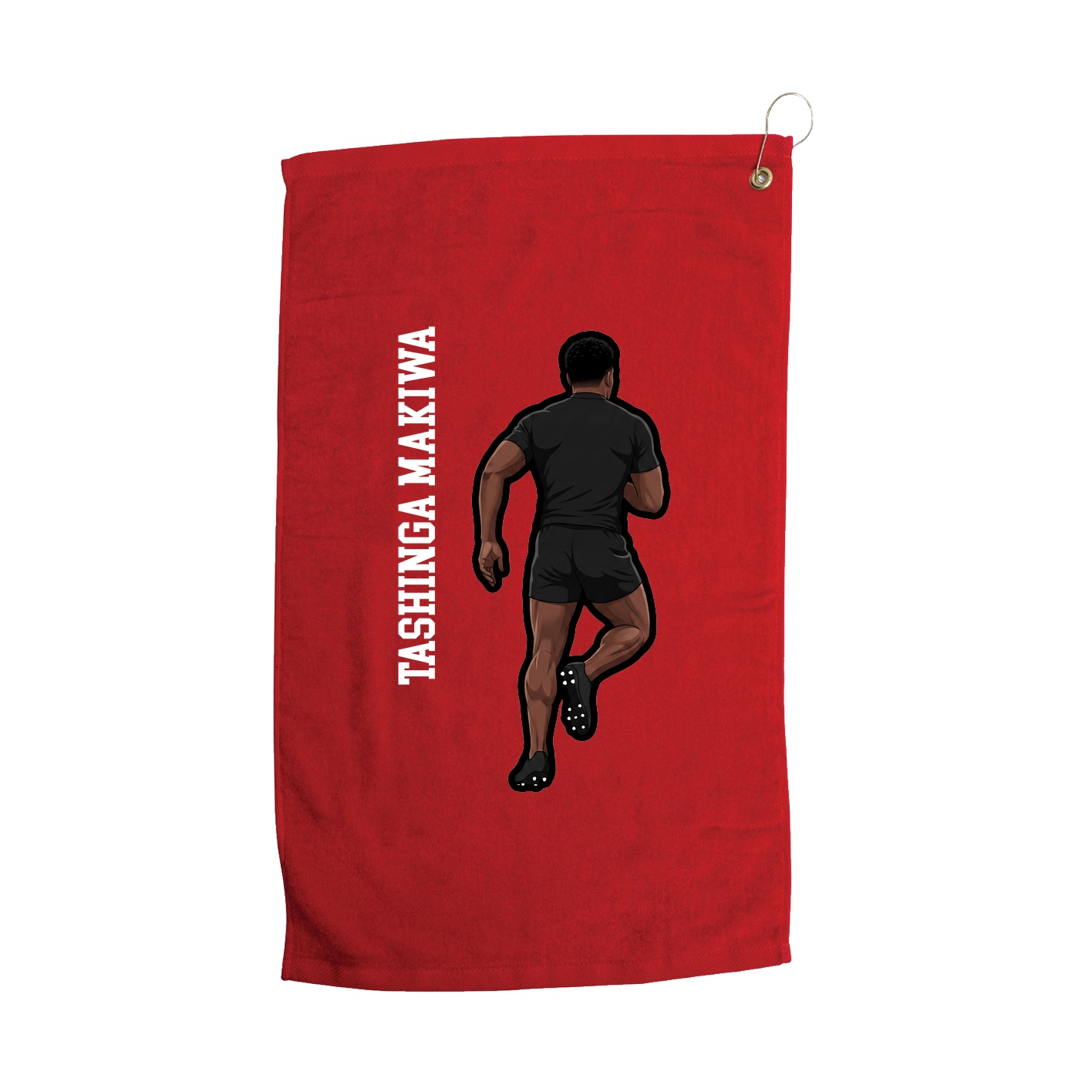 Golf Towel — Name Vertical in Red