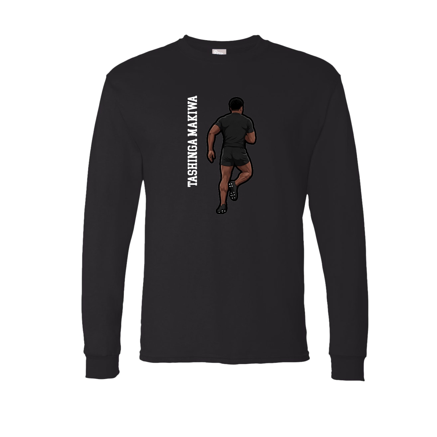 Long Sleeve Tee — Name Vertical in Black
