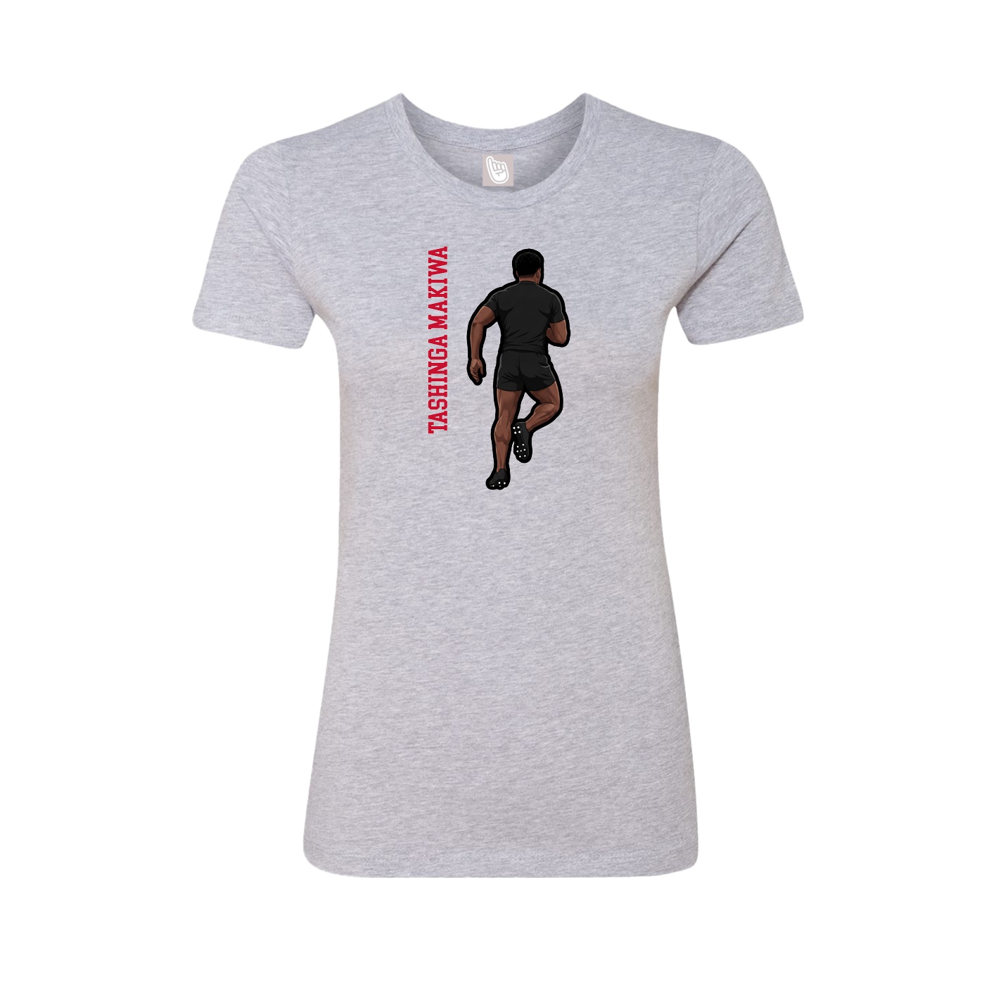 Fitted Women's Tee — Name Vertical in Grey