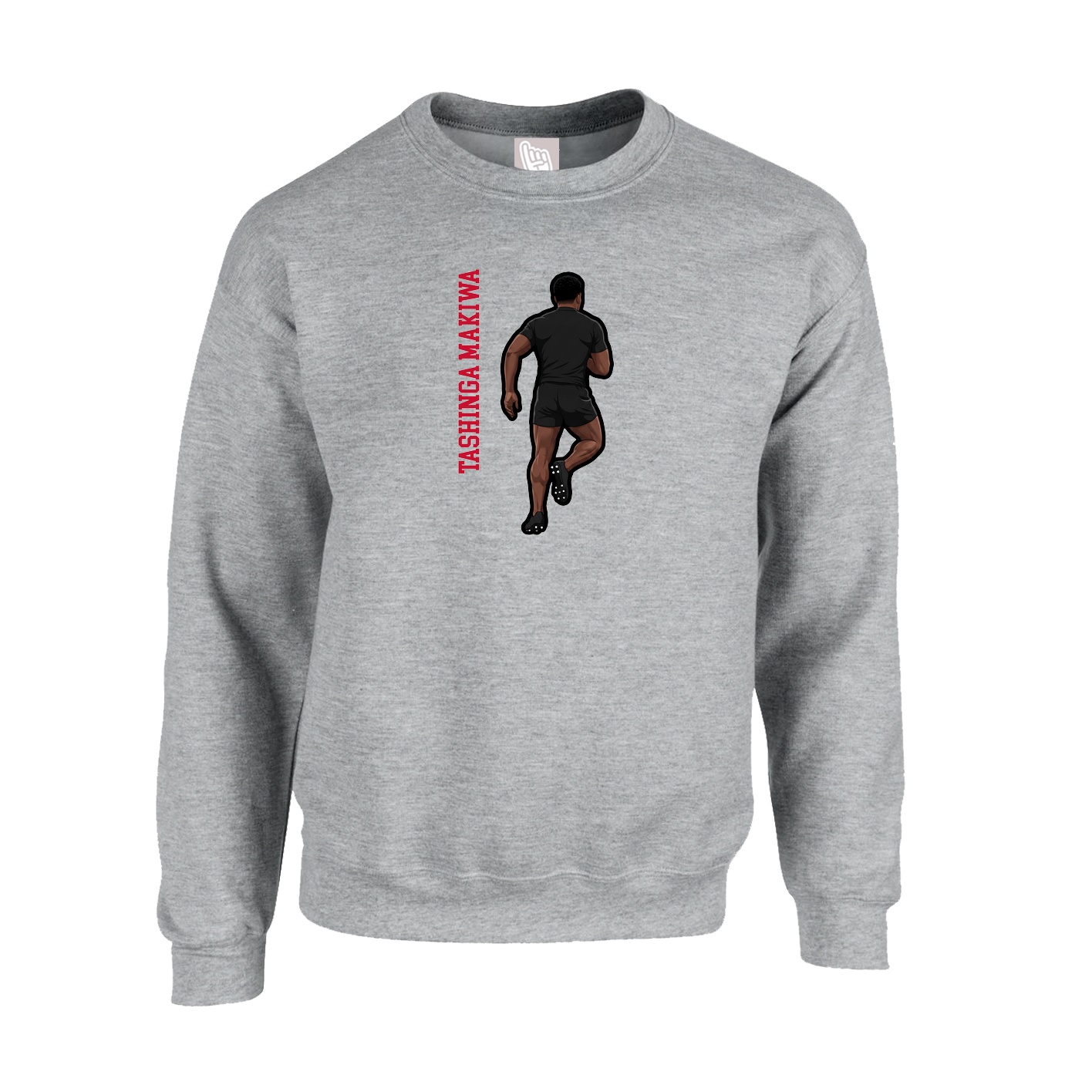 Fleece Crew — Name Vertical in Grey