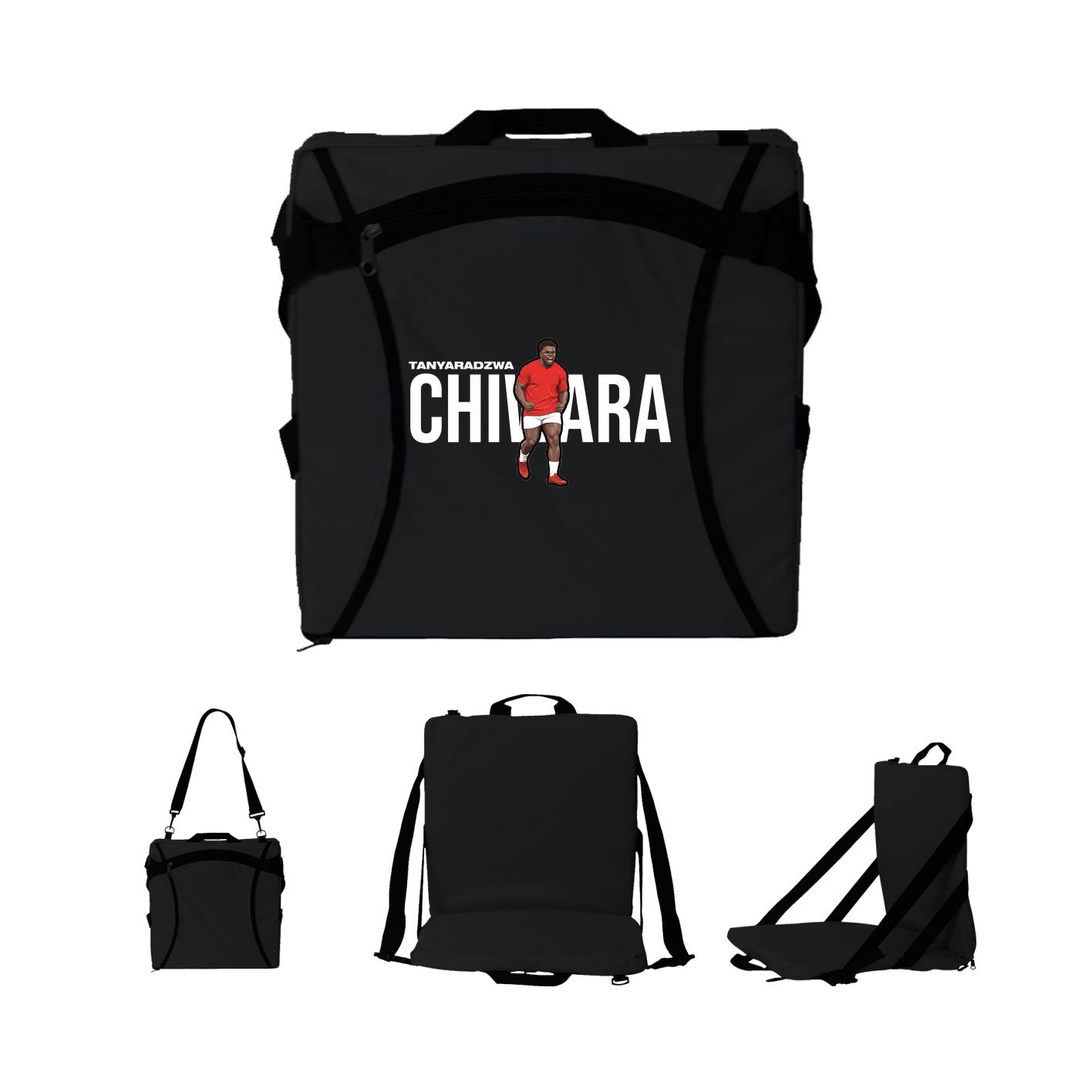 Folding Stadium Seat — Player Name in Black