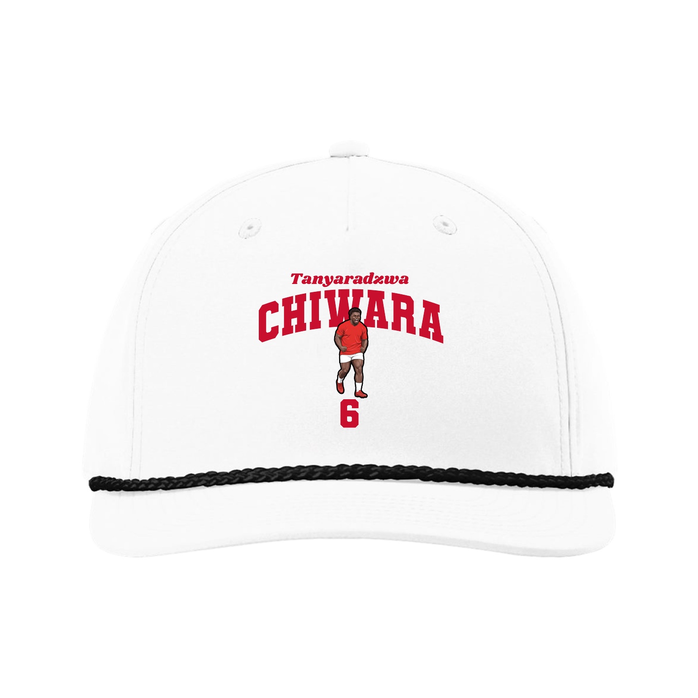 Five-Panel Classic Rope Cap — Signature Arch in White