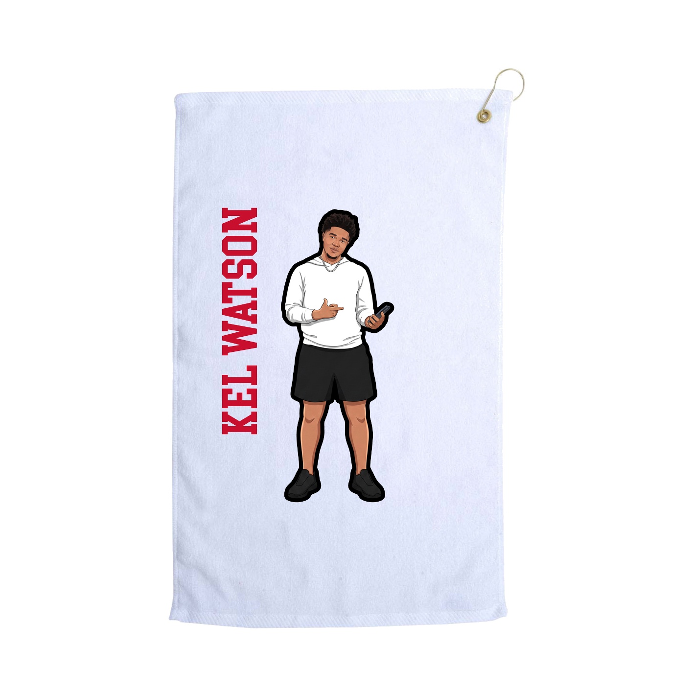 Golf Towel — Name Vertical in White