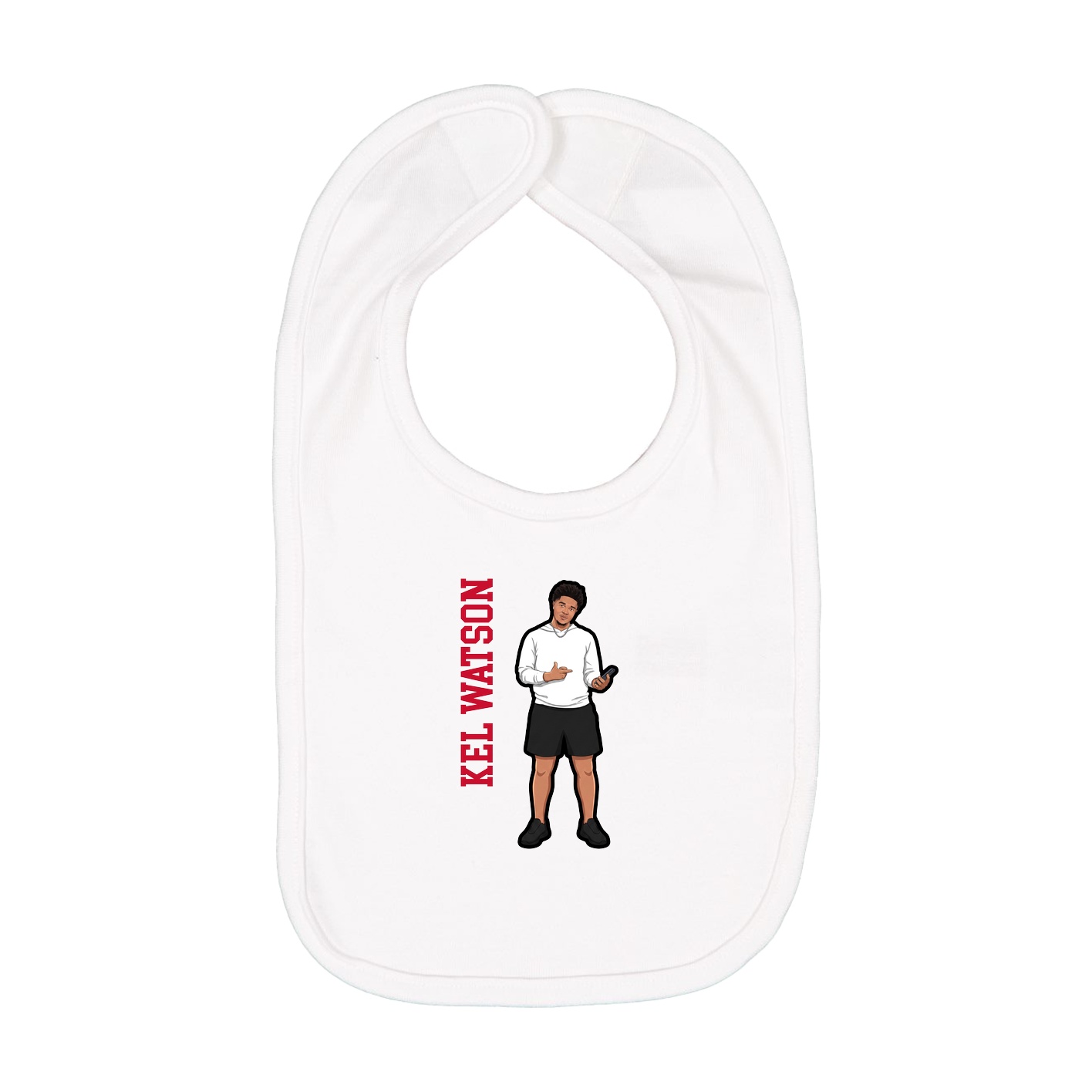 Infant Bib — Name Vertical in White