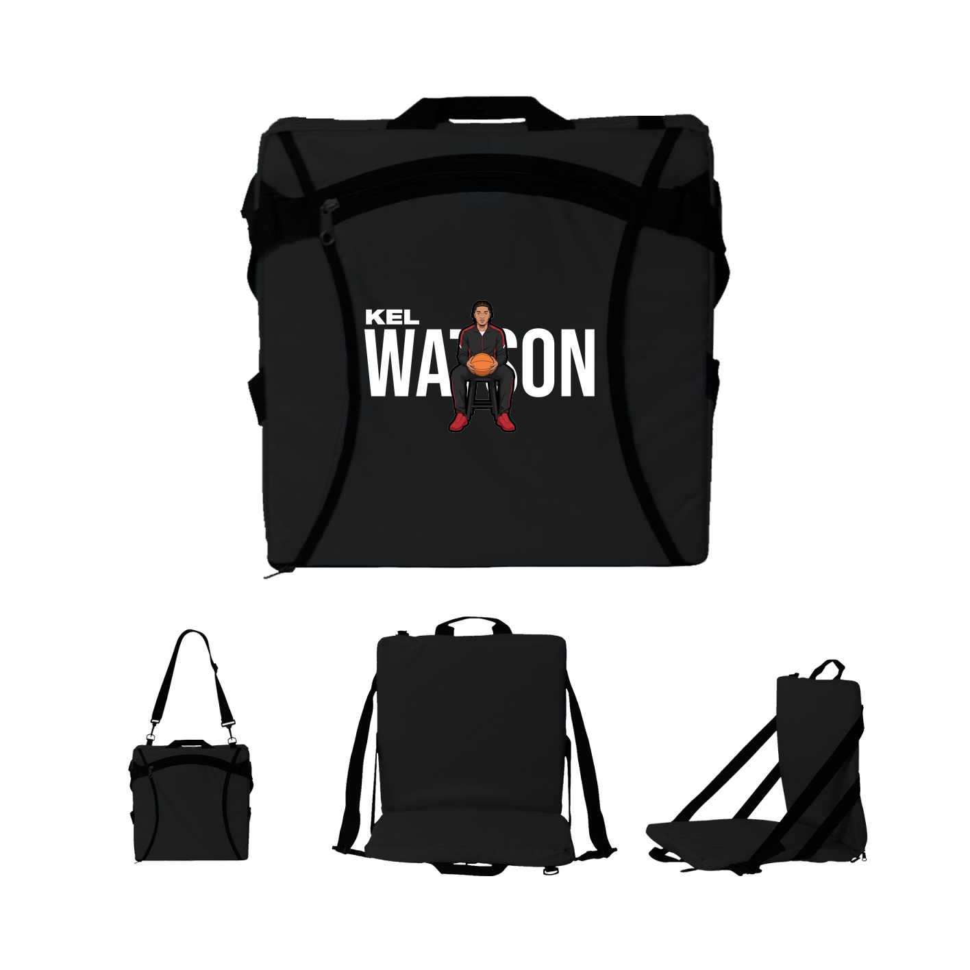 Folding Stadium Seat — Player Name in Black