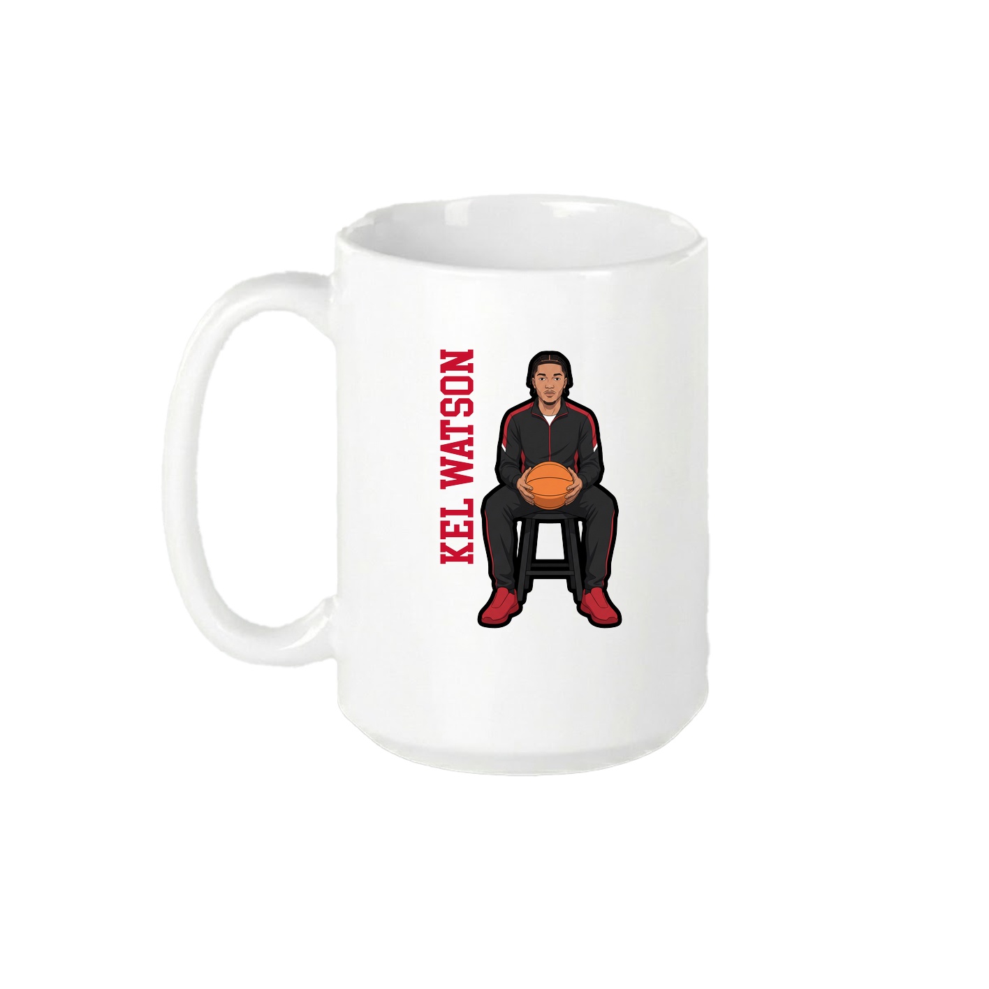 15oz Coffee Mug — Name Vertical in White