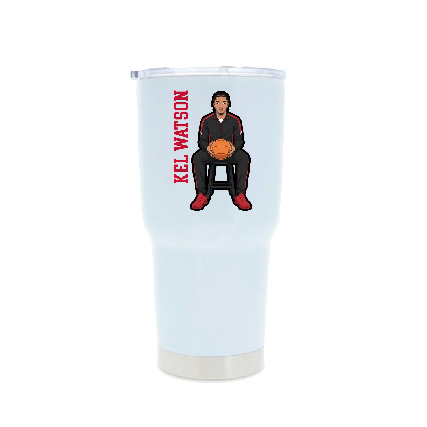 30oz Stainless Steel Tumbler — Name Vertical in White