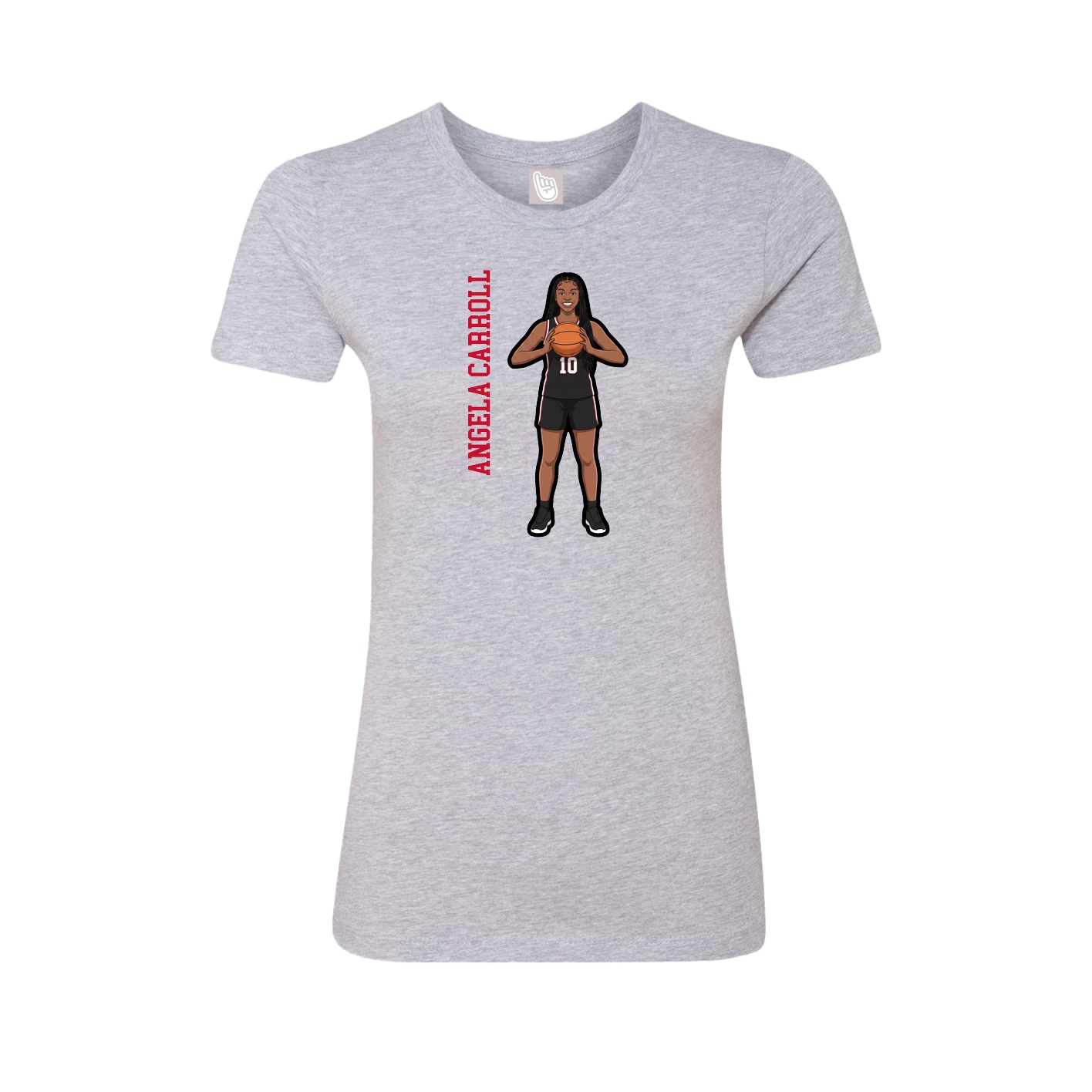 Fitted Women's Tee — Name Vertical in Grey