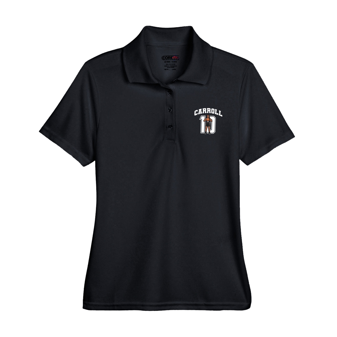 Womens Performance Polo — Number in Black