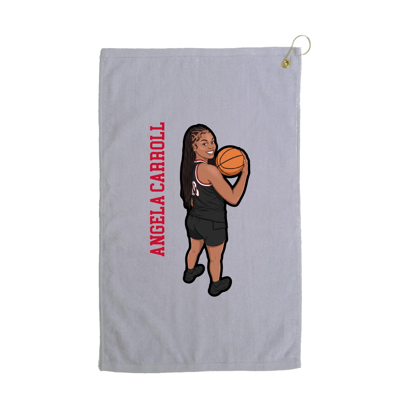 Golf Towel — Name Vertical in Grey