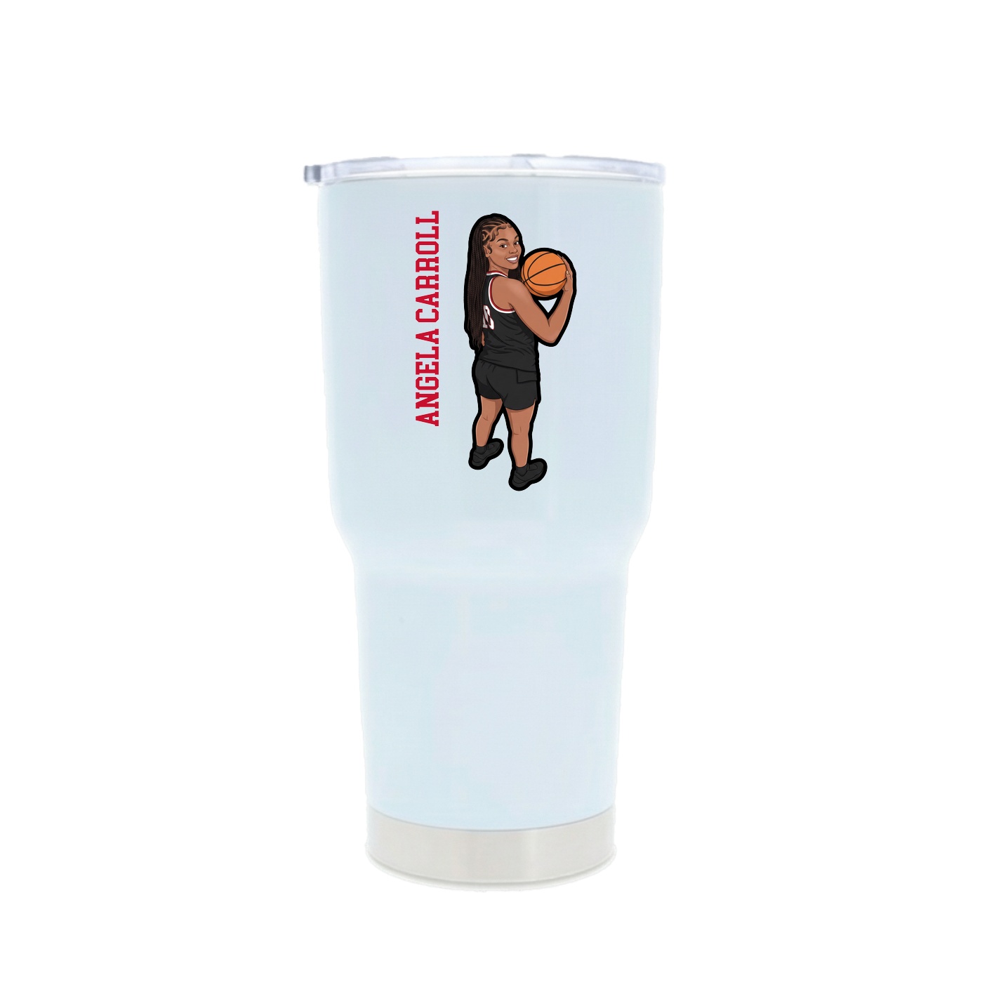 30oz Stainless Steel Tumbler — Name Vertical in White