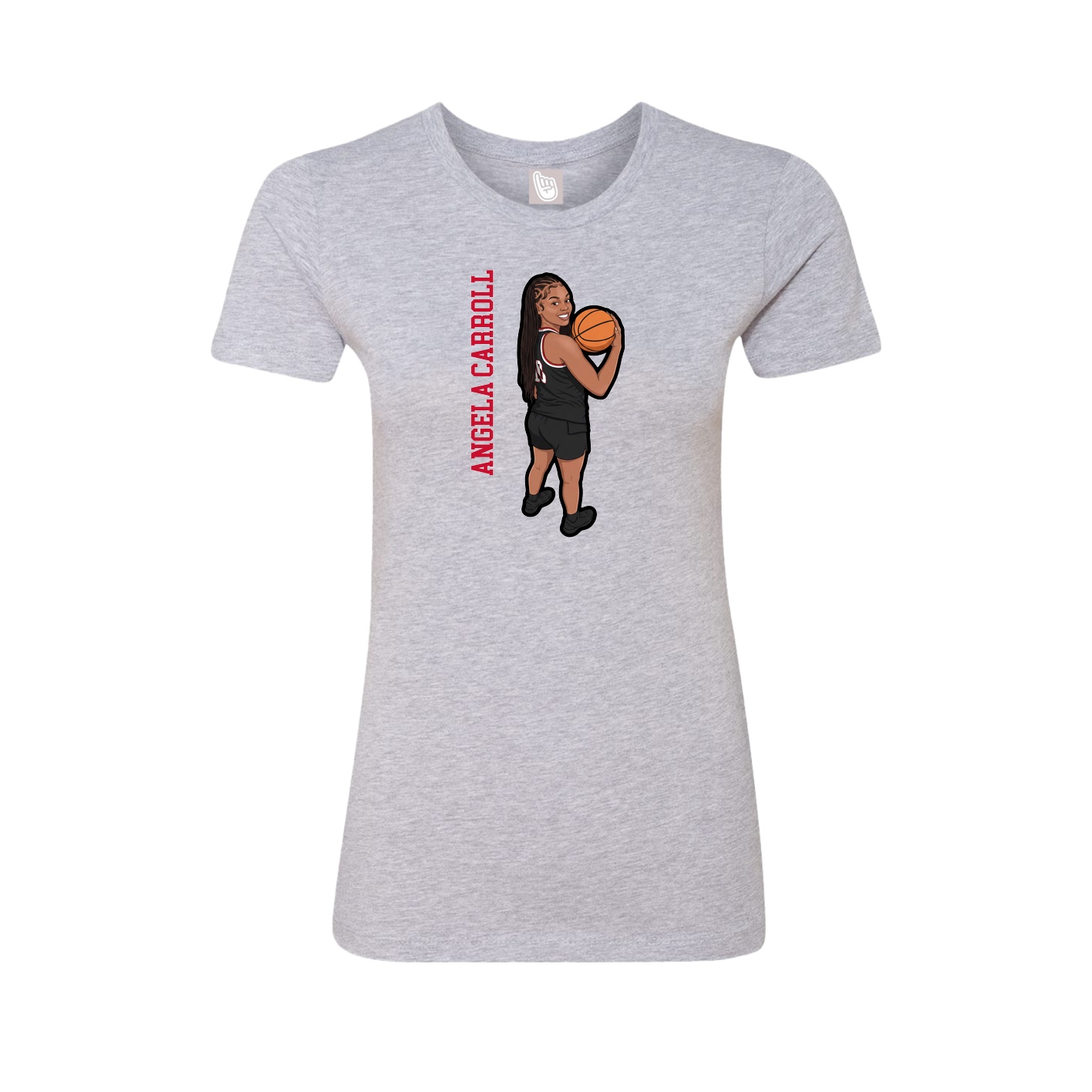 Fitted Women's Tee — Name Vertical in Grey