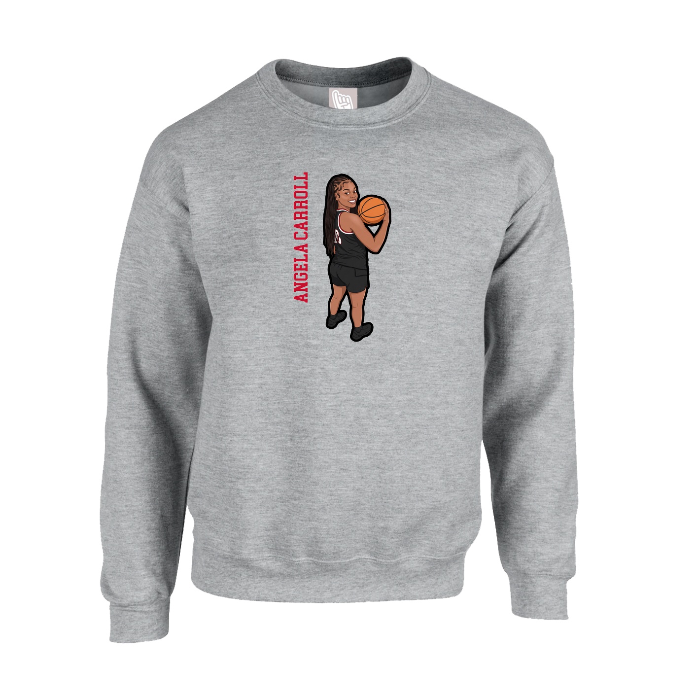 Fleece Crew — Name Vertical in Grey