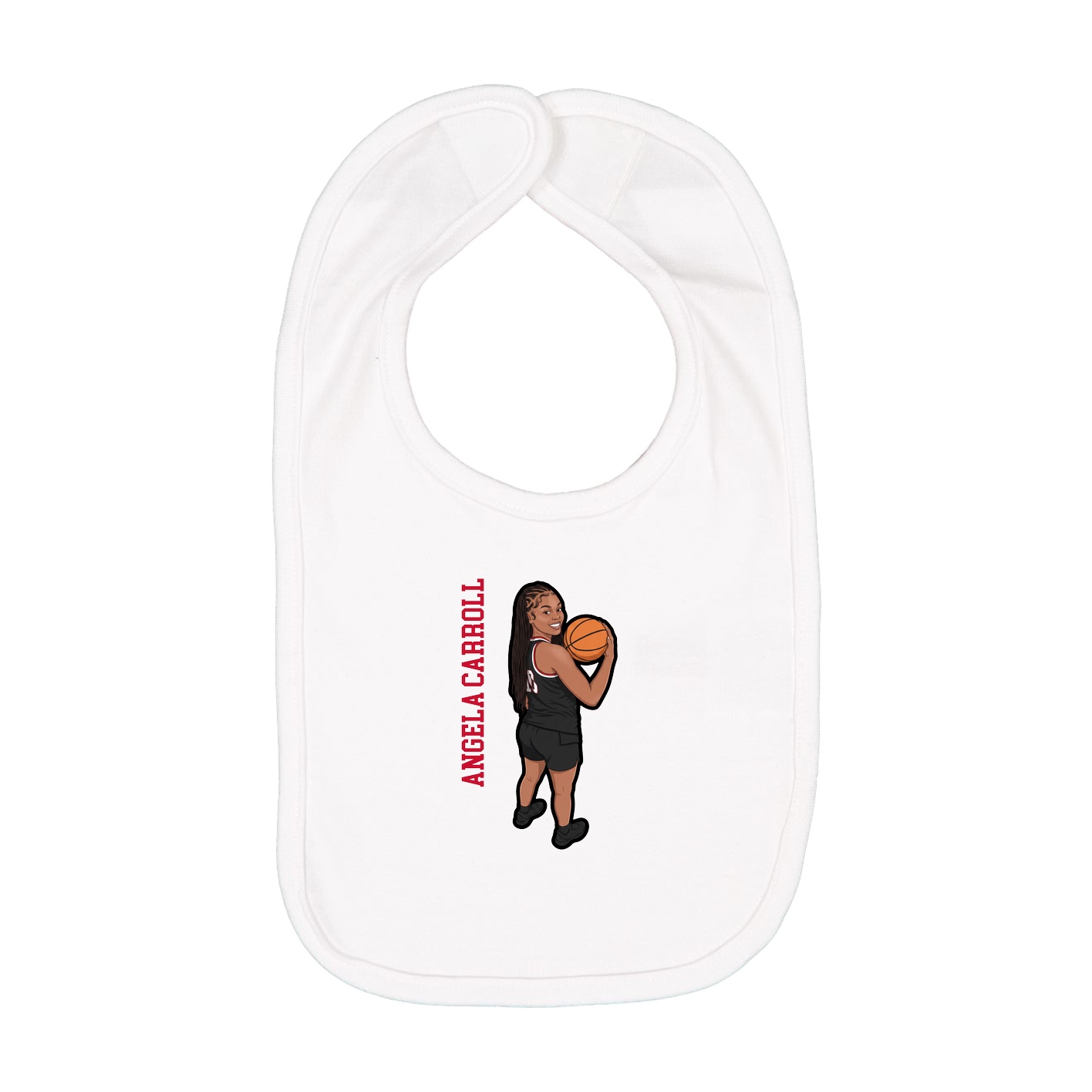 Infant Bib — Name Vertical in White